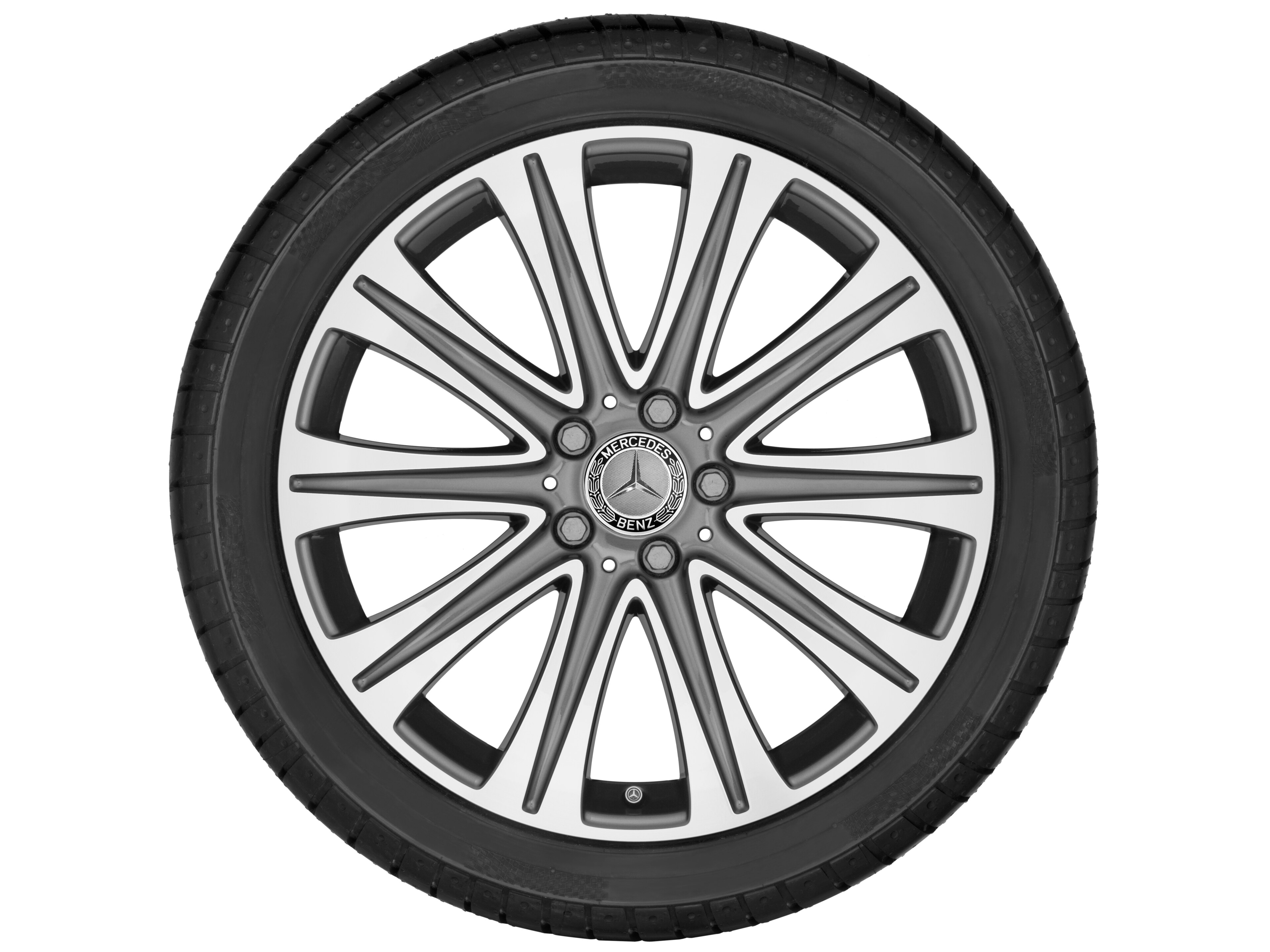 Kolo s 10 paprsky, 48,3 cm (19 palců) - 8 J x 19 ET 43, tremolit metalický, soustružené do lesku