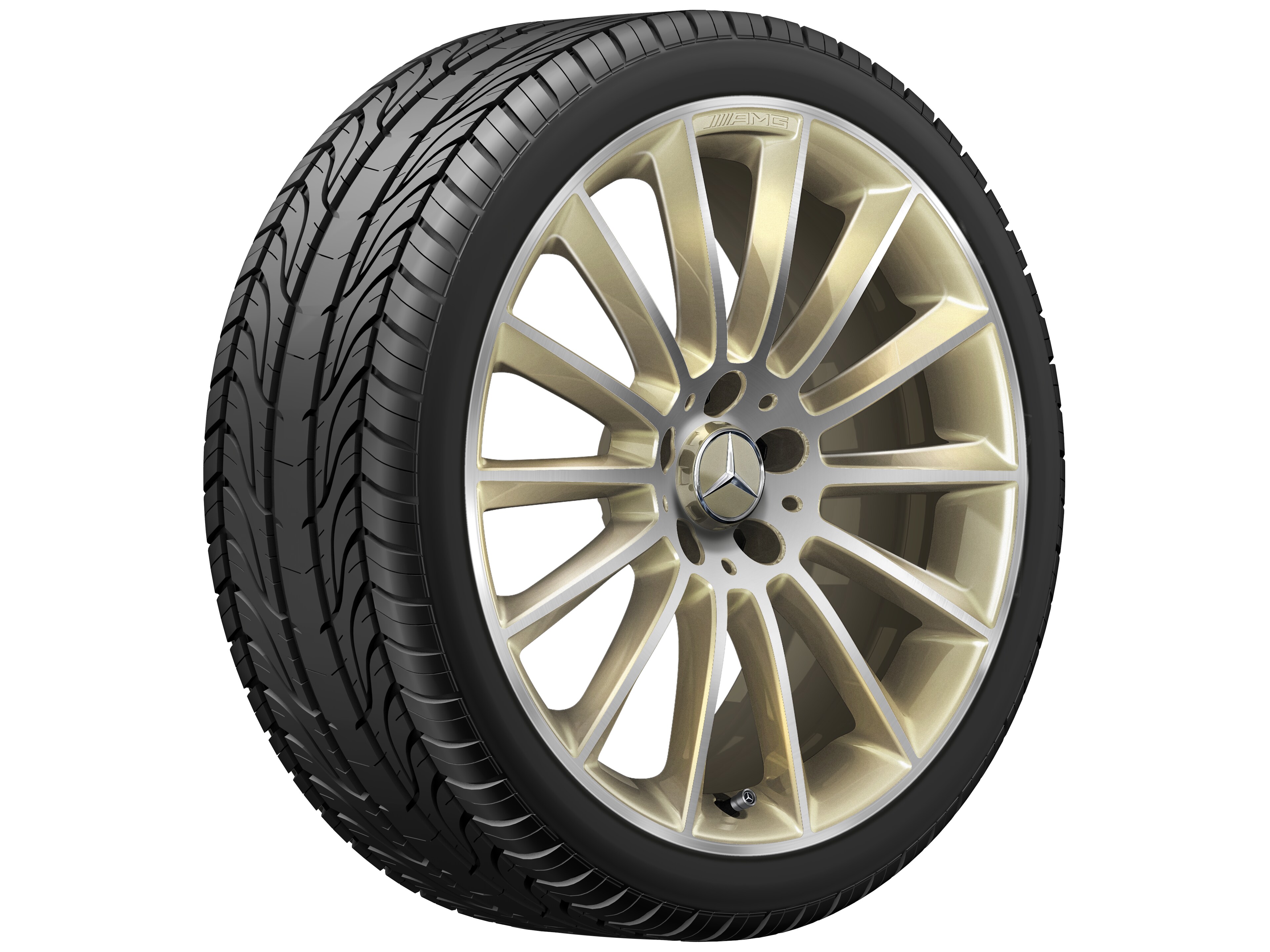Vícepaprskové kolo AMG, 48,3 cm (19 palců) - 8 J x 19 ET 40, zlaté barvy, soustružené do lesku