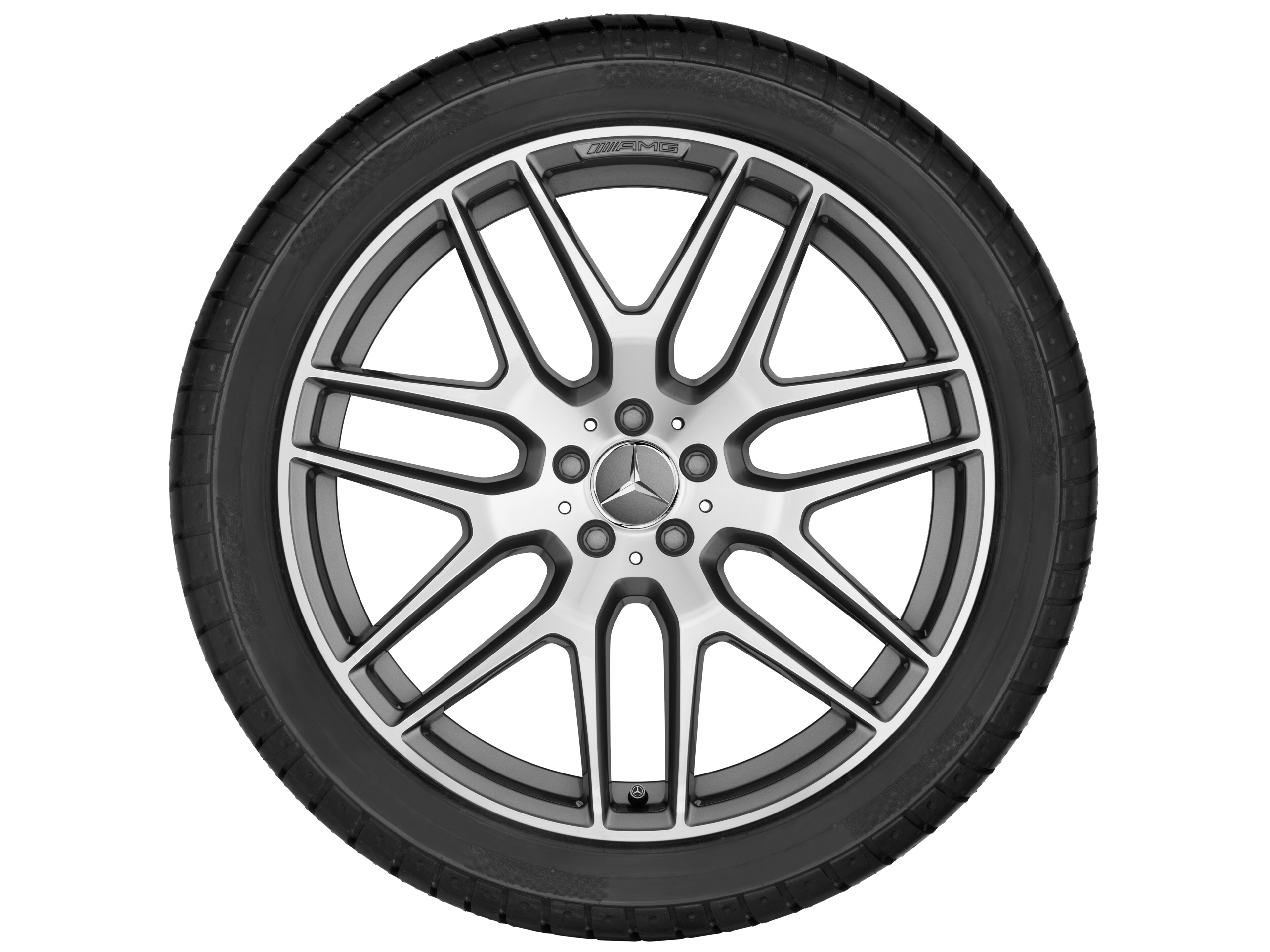 Kolo AMG z lehkých slitin, v provedení se zkříženými paprsky, 55,9 cm (22 palců) - 10 J x 22 ET 56, šedá titanium, soustružené do lesku