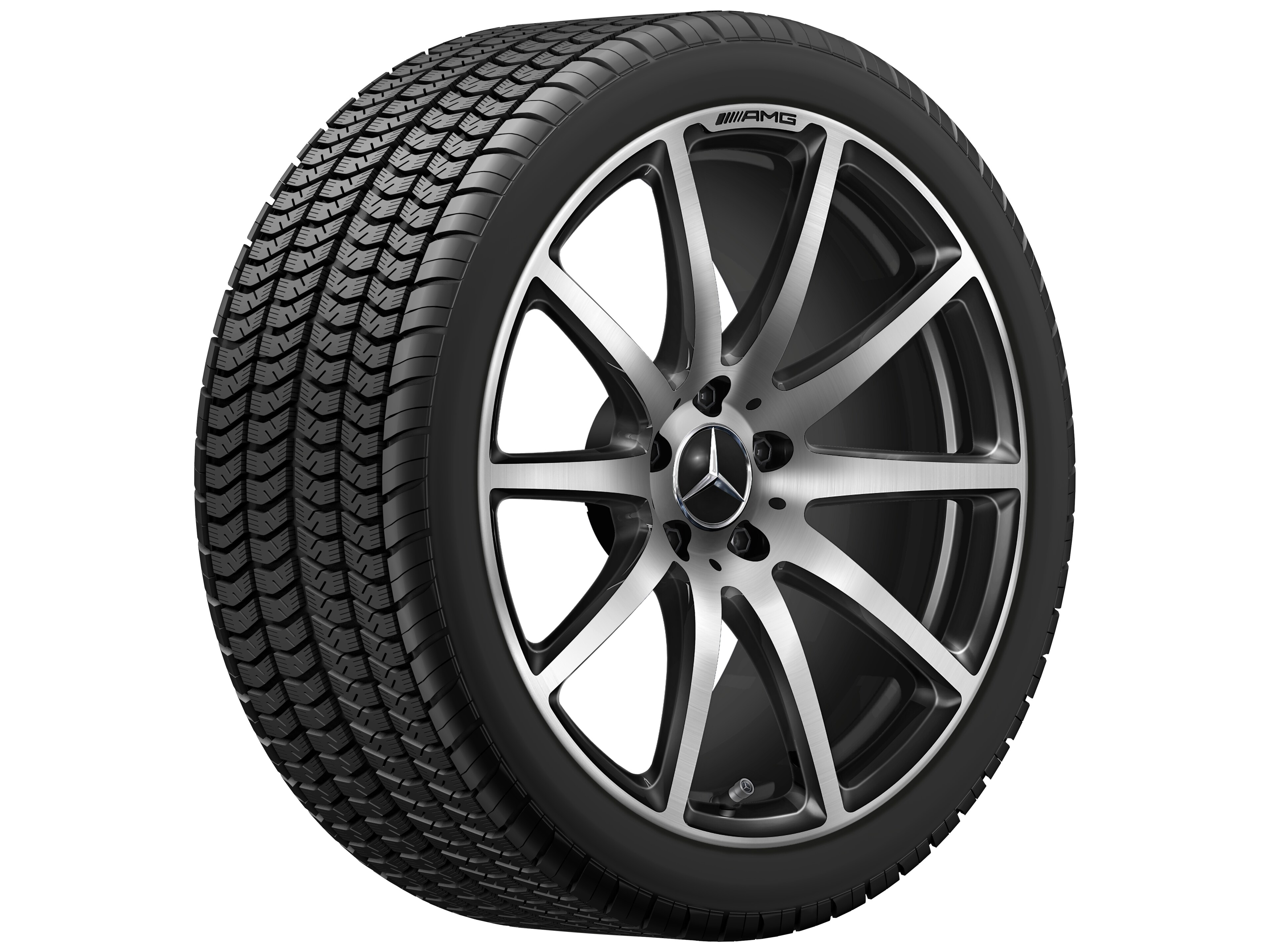 Kované kolo AMG V provedení s 10 paprsky, 48,3 cm (19 palců) - 9 J x 19 ET 27, černá, leštěné