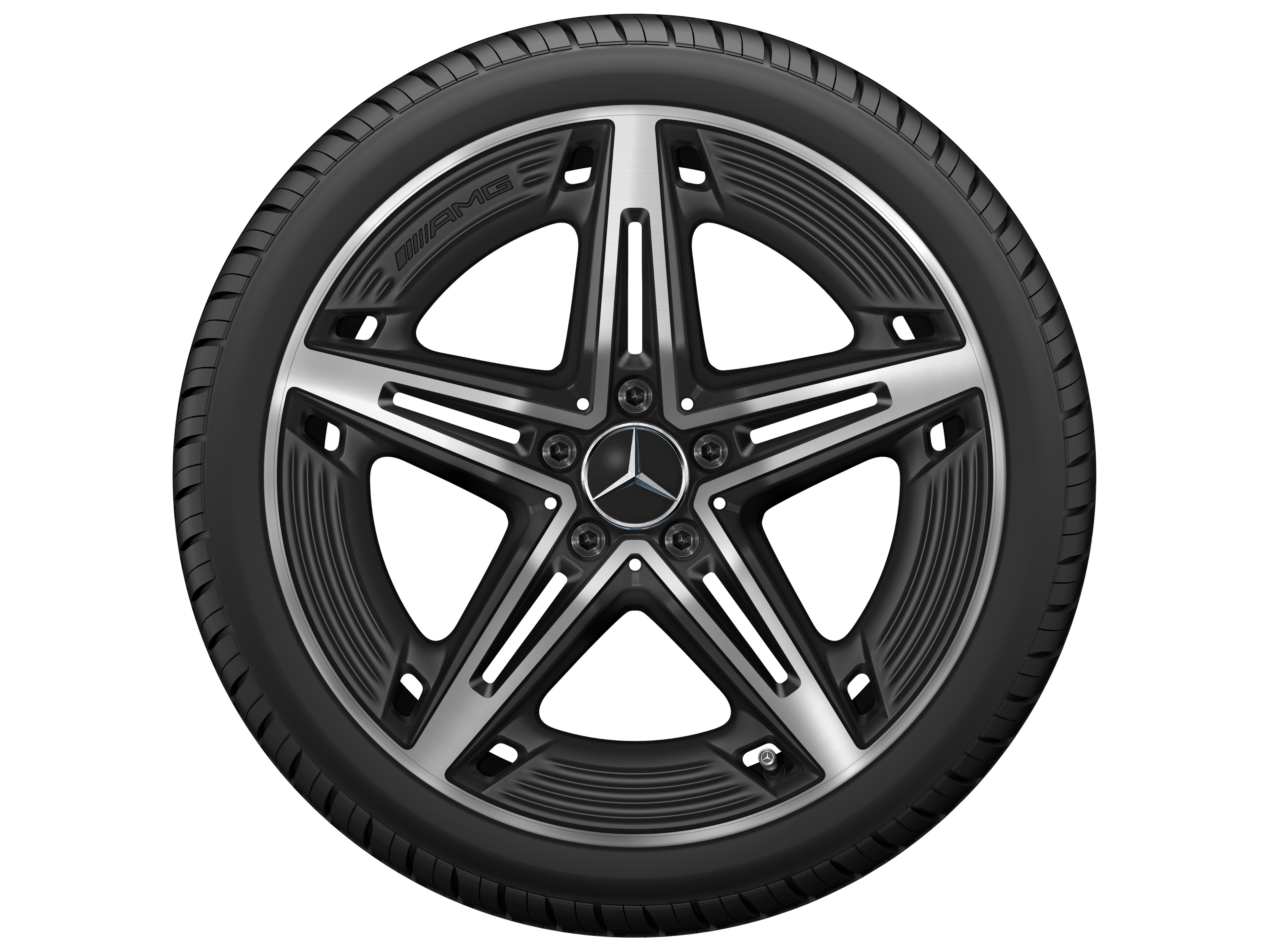 Kolo AMG s 5 paprsky, 48,3 cm (19 palců) - 8,5 J x 19 ET 46, černá matná, soustružené do lesku