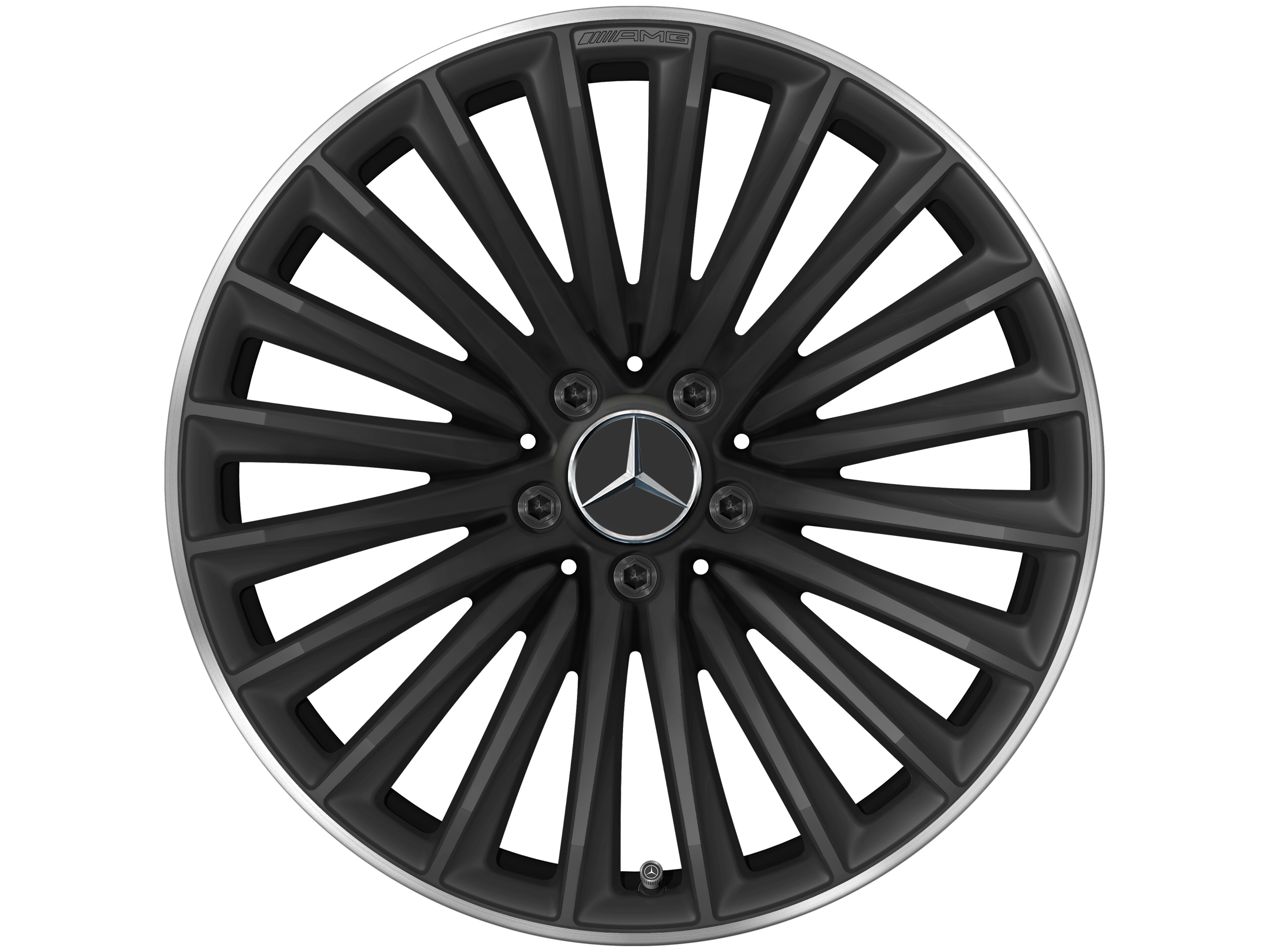 Vícepaprskové kolo AMG, 48,3 cm (19 palců) - 11 J x 19 ET 60,5, černá matná, Okraj ráfku leštěný
