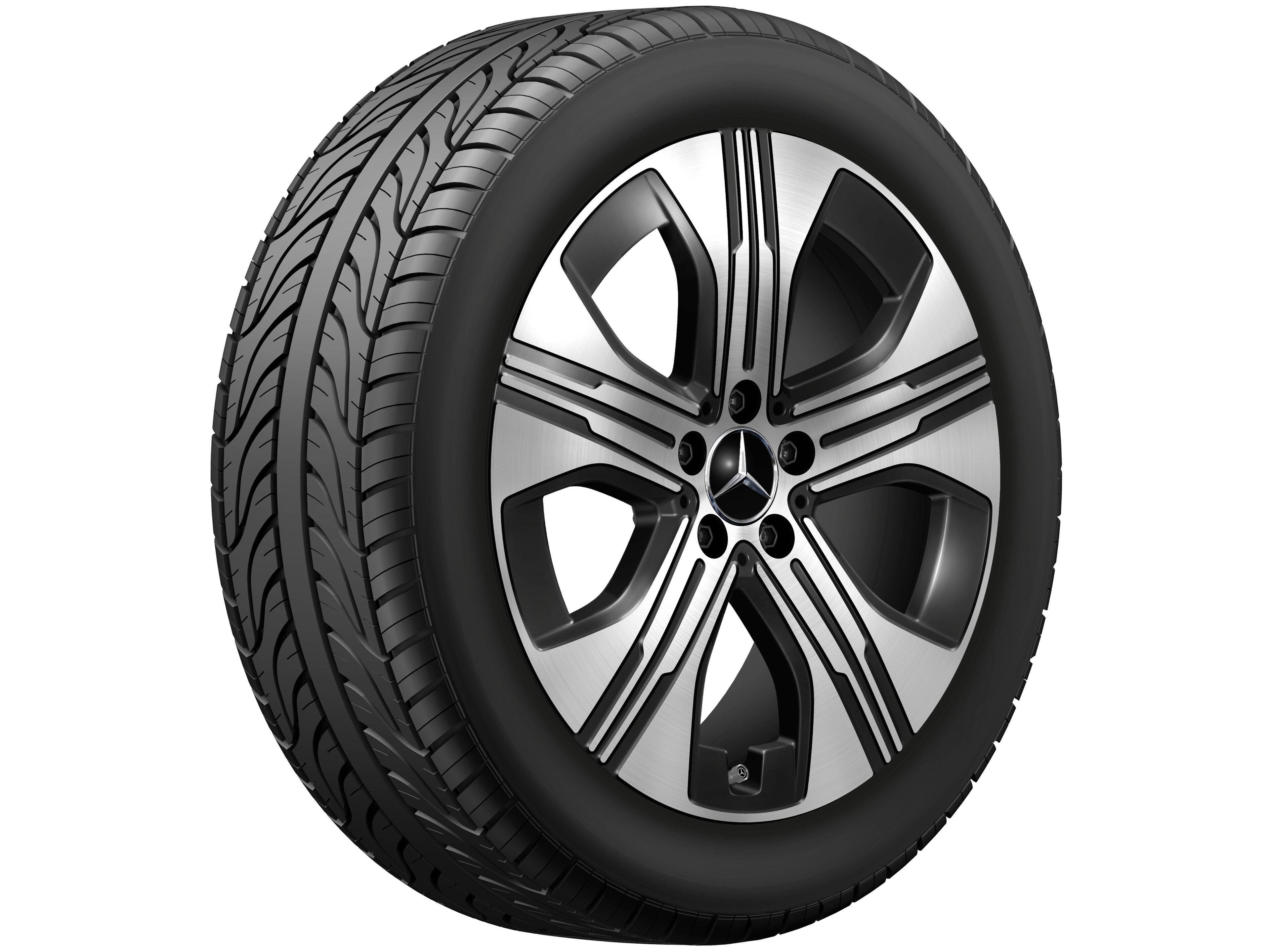 Kolo s 5 otvory, 48,3 cm (19 palců) - 7,5 J x 19 ET 53,5, černá, soustružené do lesku