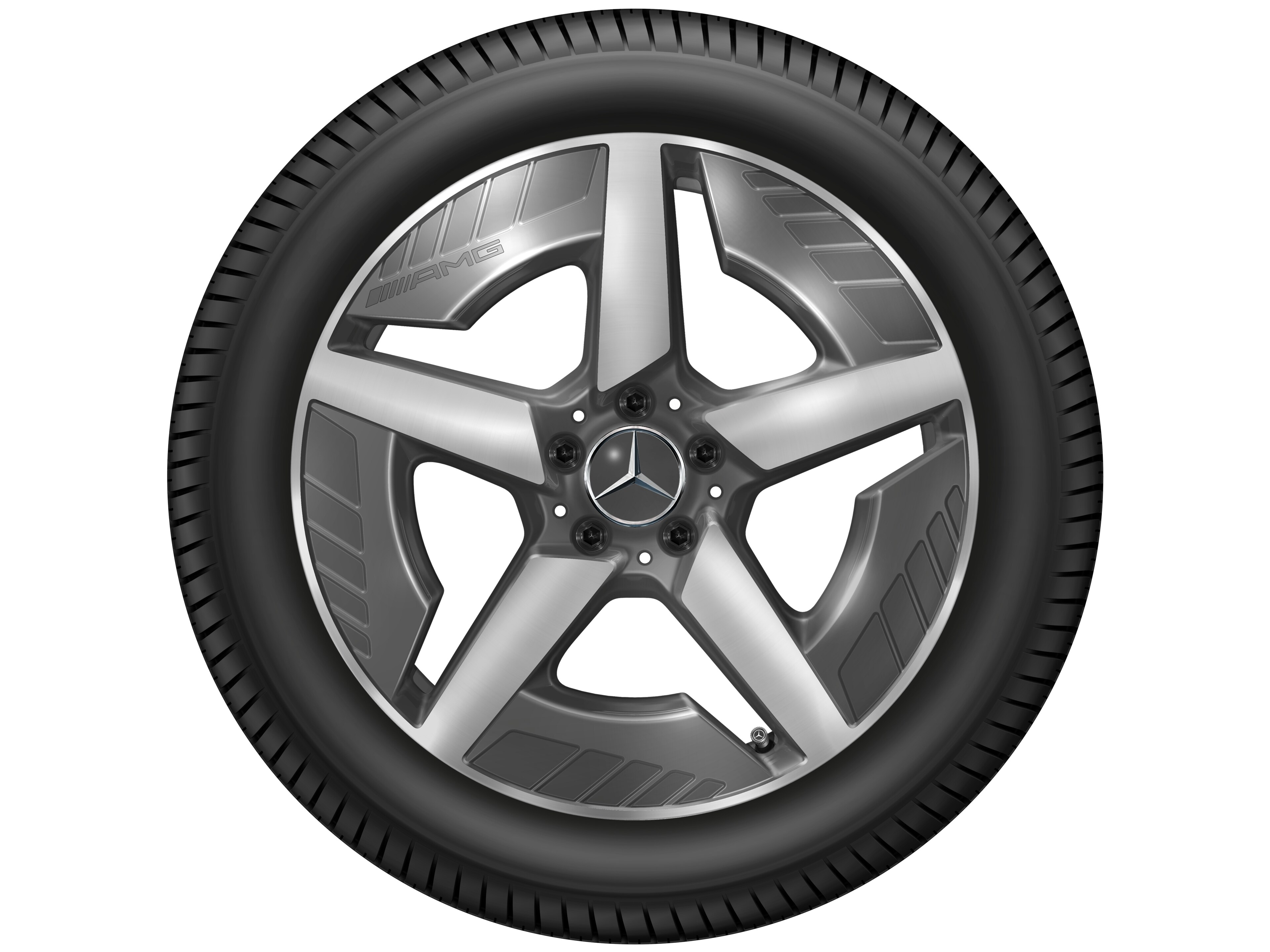 Kolo AMG z lehkých slitin, v 5paprskovém designu, 48,3 cm (19 palců), soustružené do lesku - 9 J x 19 ET 58,7, šedá tantalum, soustružené do lesku