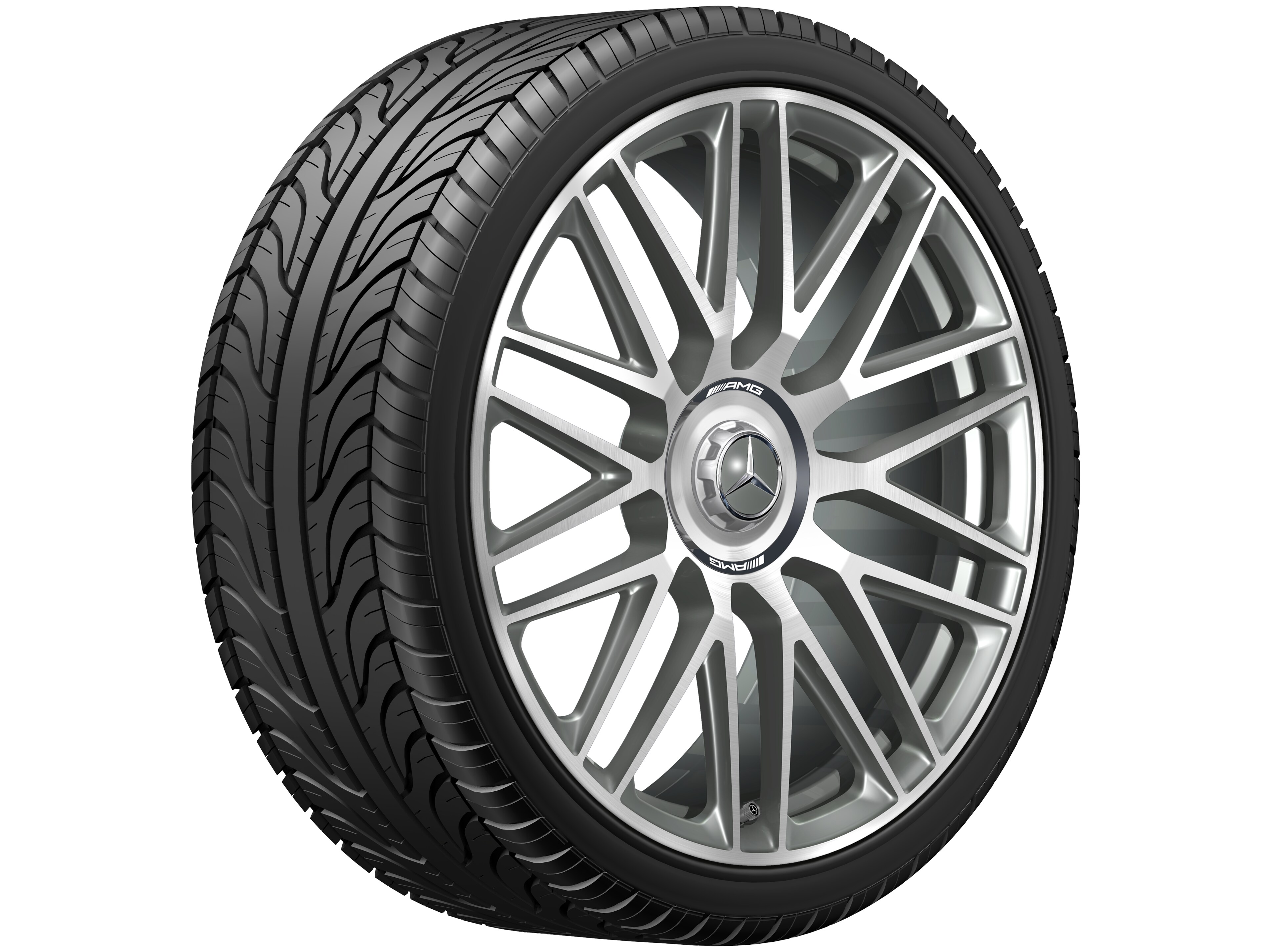 Kované kolo AMG v provedení s 10 dvojitými paprsky, 53,3 cm (21 palců) - 11 J x 21 ET 60, šedá titanium, soustružené do lesku