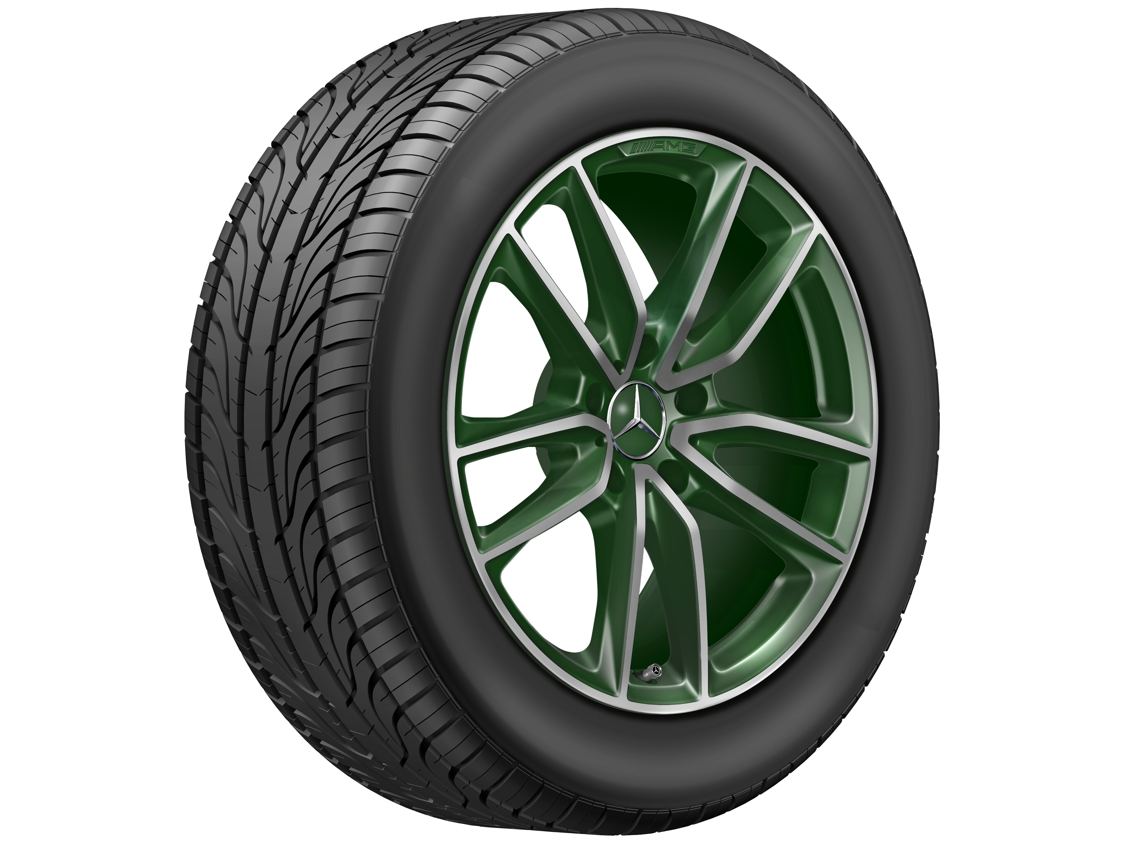 Kolo AMG s 5 dvojitými paprsky, 50,8 cm (20 palců) - 8,5 J x 20 ET 32, olivová designo, soustružené do lesku