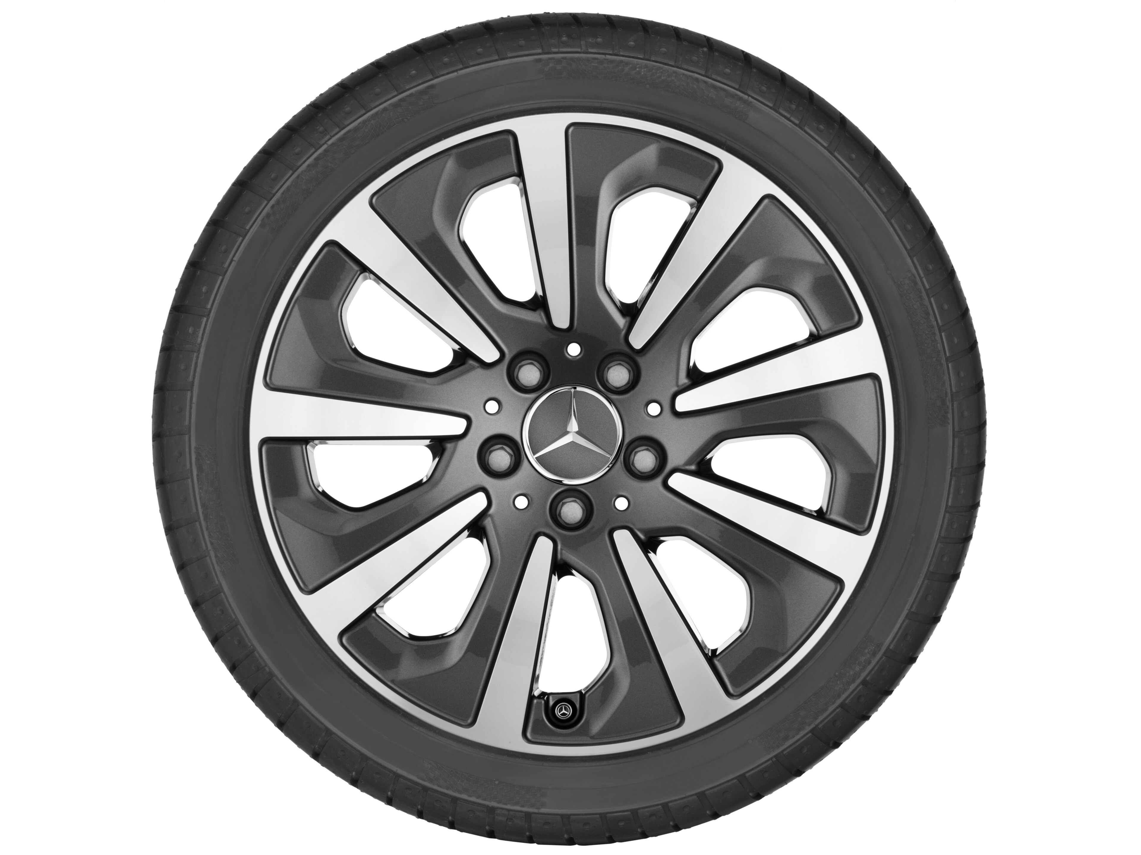 Kolo s 9 paprsky, 43,2 cm (17 palců) - 8 J x 17 ET 41, tremolit metalický, soustružené do lesku
