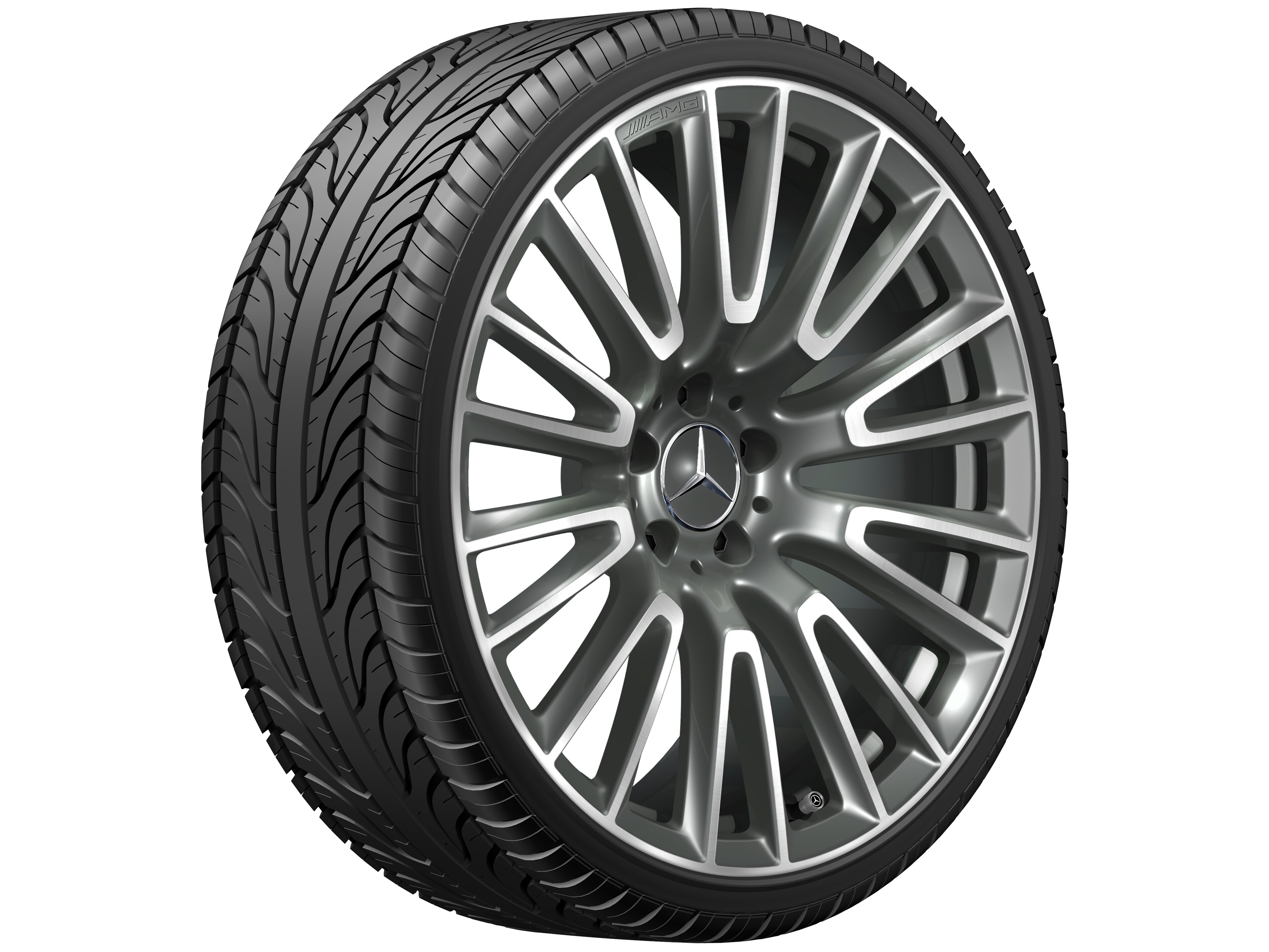Kolo AMG z lehkých slitin, v provedení s 10 dvojitými paprsky, 50,8 cm (20 palců) - 10,5 J x 20 ET 43, šedá Himalaya, soustružené do lesku