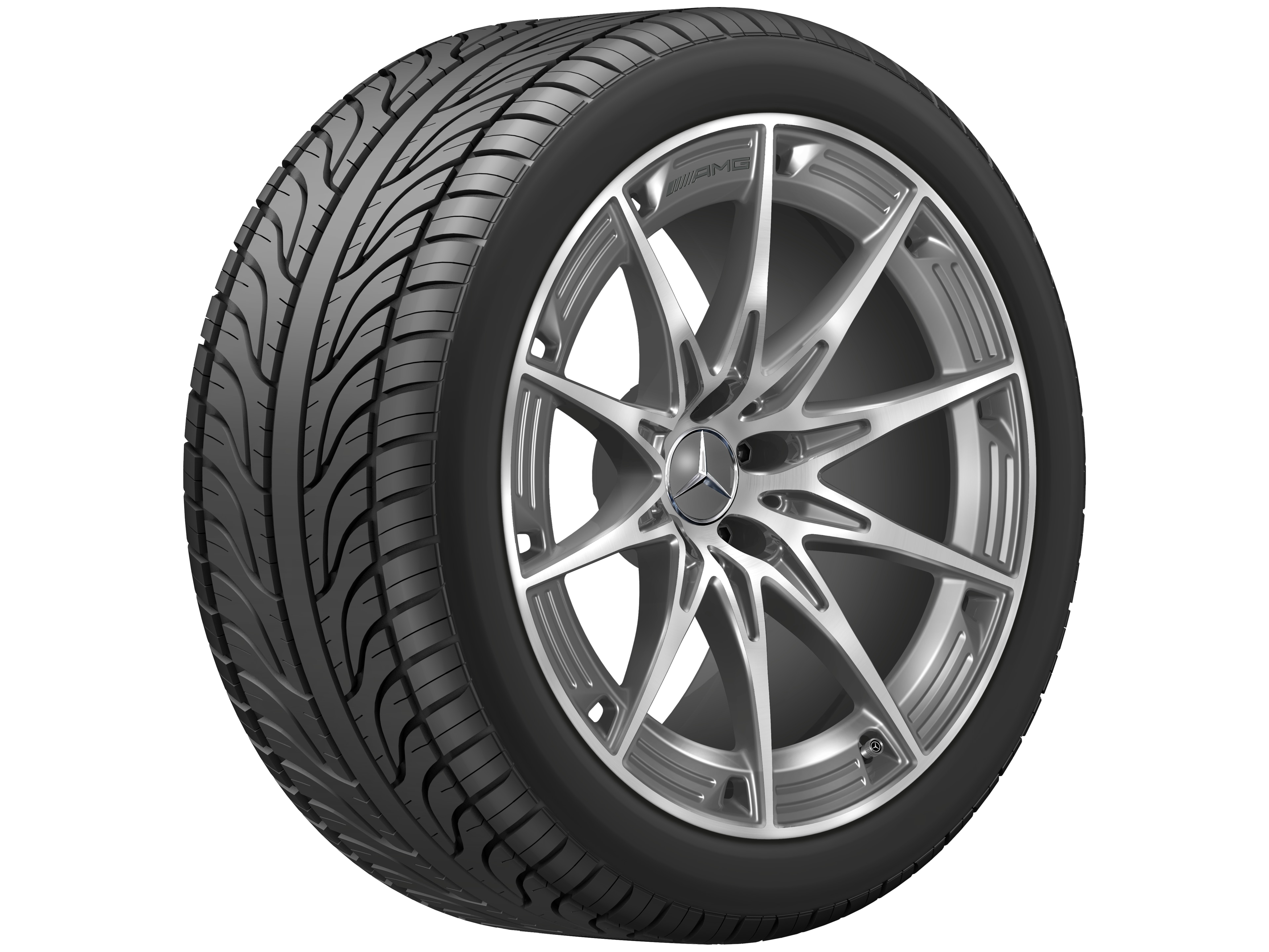Kolo AMG s 10 paprsky, 50,8 cm (20 palců) - 11 J x 20 ET 33, šedá tantalum, soustružené do lesku