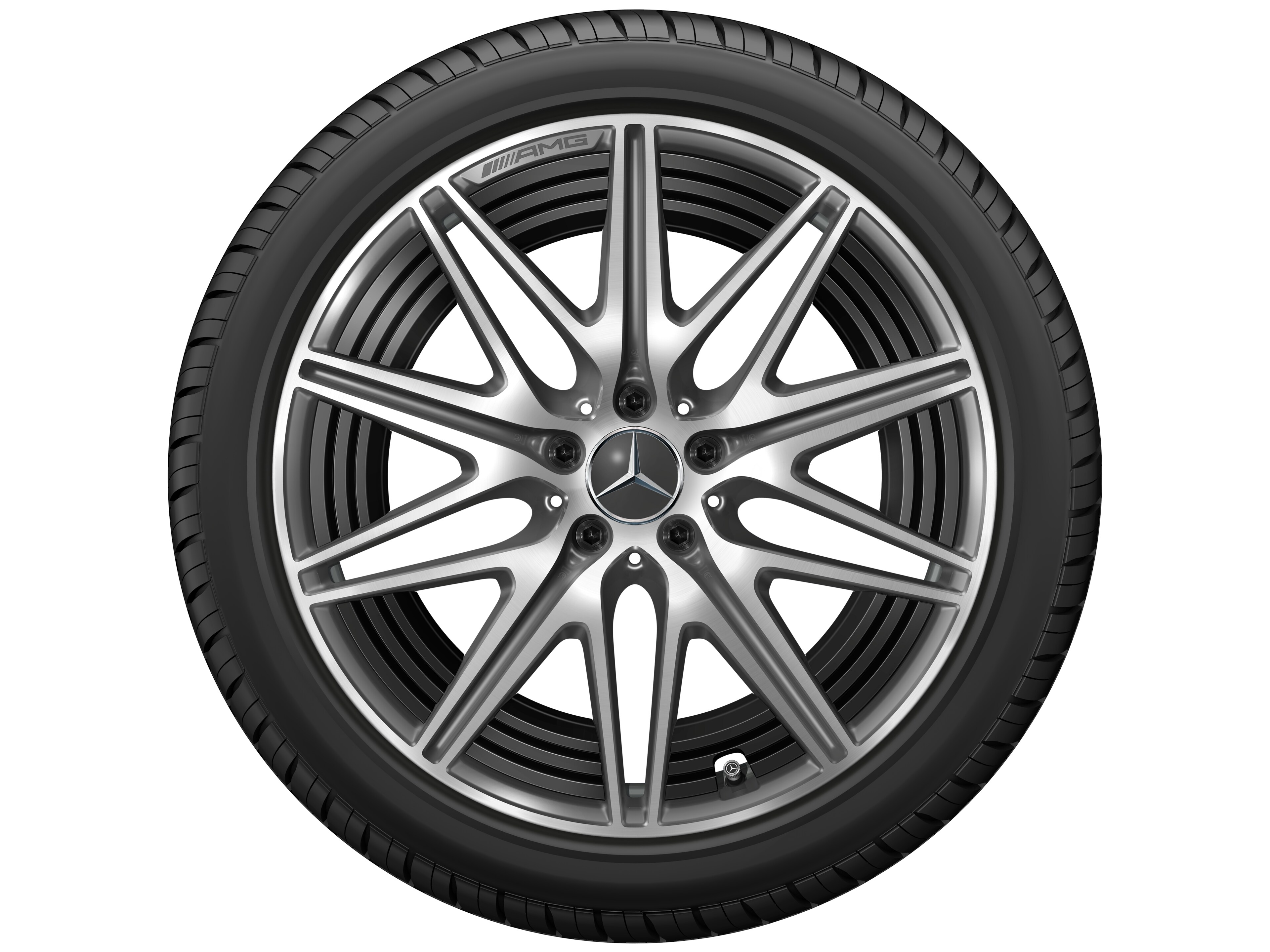 Kolo AMG s 10 paprsky, 50,8 cm (20 palců) - 11 J x 20 ET 33, šedá tantalum, soustružené do lesku