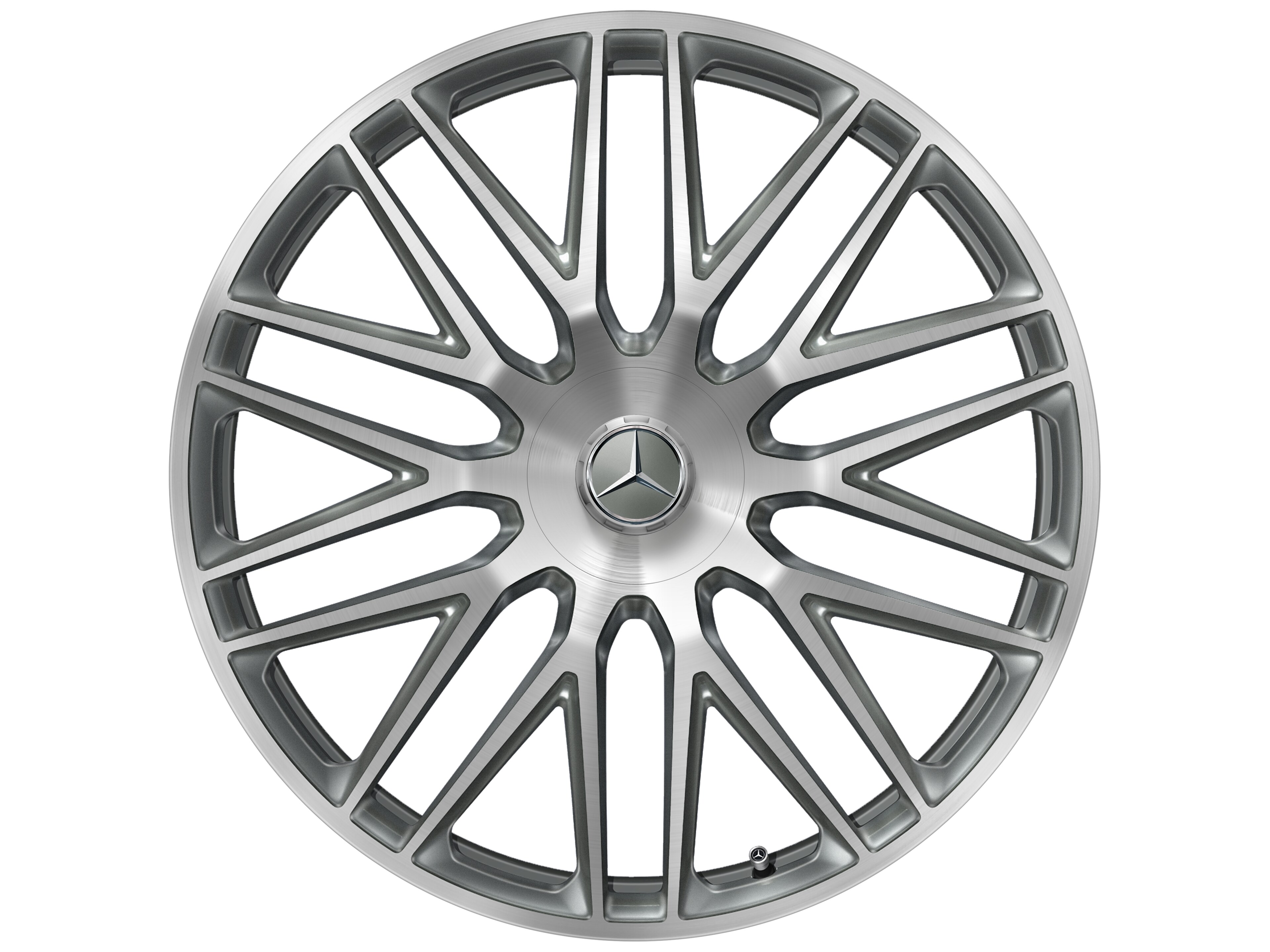 Kovaná kola AMG ve vícepaprskovém provedení, 58,4 cm (23 palců) - 11,5 J x 23 ET 47, šedá titanium, soustružené do lesku