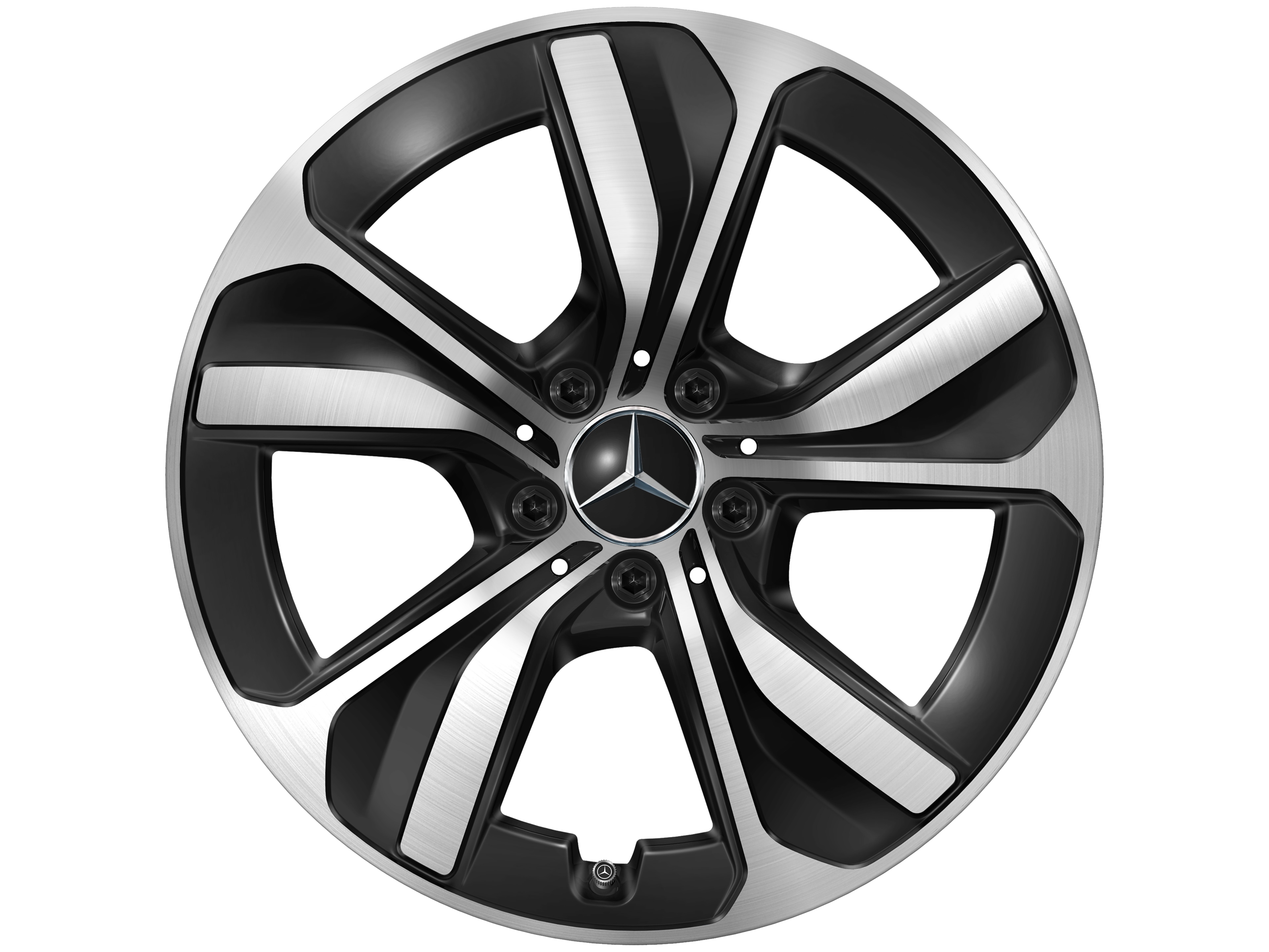 Kolo s 5 paprsky, Aero, 45,7 cm (18 palce) - 8 J x 18 ET 44,9, černá, soustružené do lesku