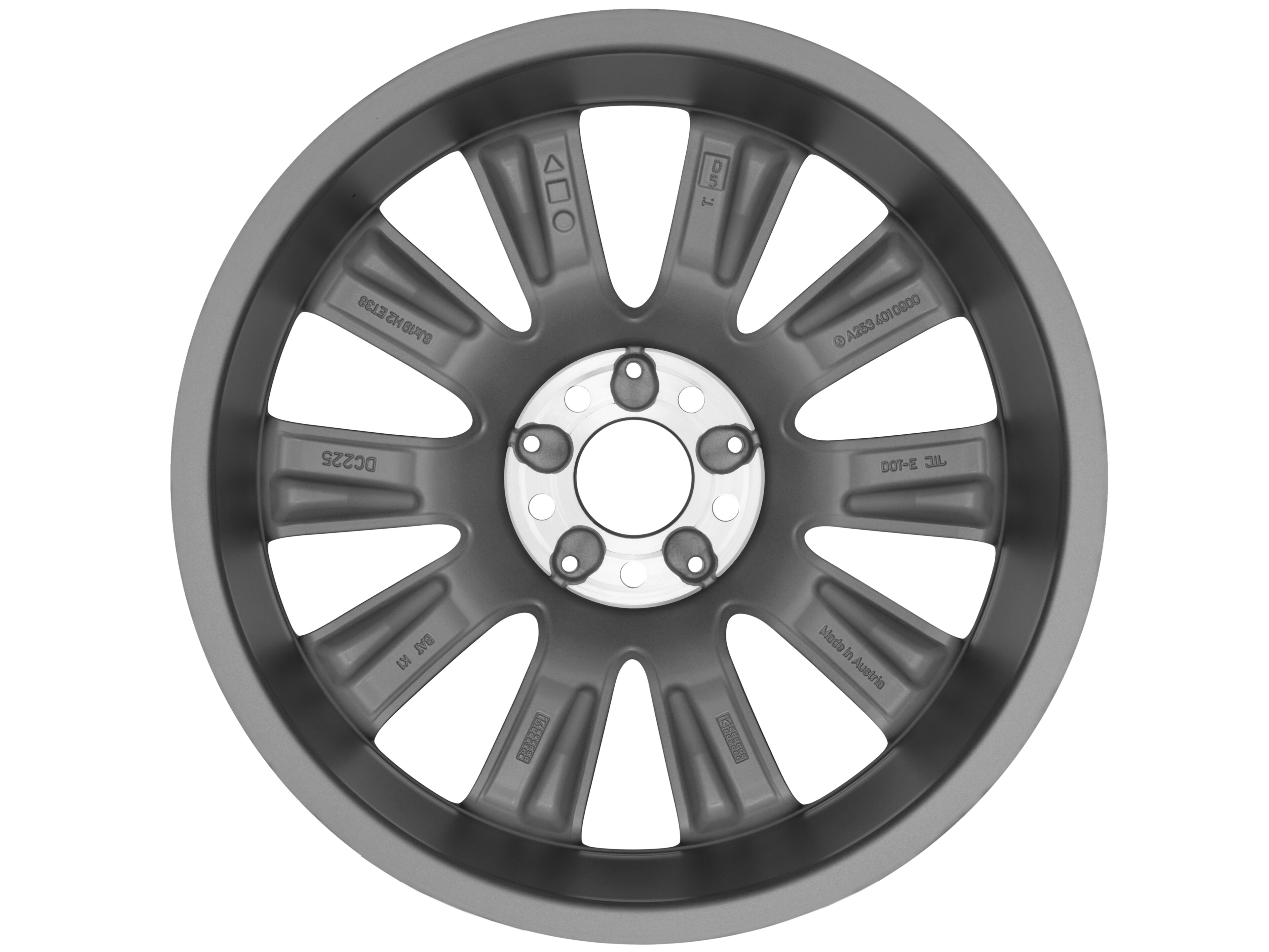 Kolo s 10 paprsky, 48,3 cm (19 palců) - 8 J x 19 ET 38, šedá Himalaya matná