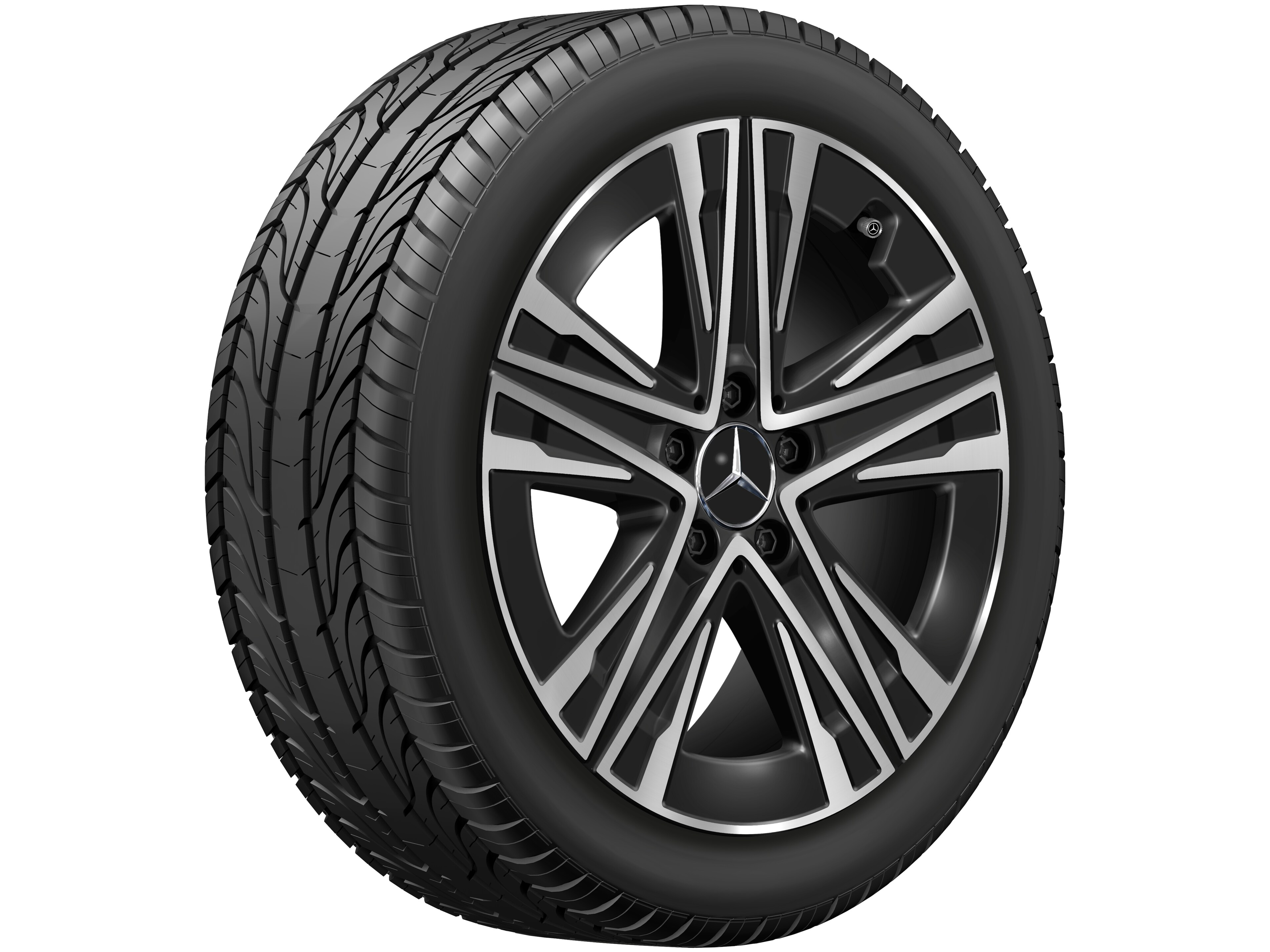 Kolo s 5 paprsky tvaru W, Aero, 45,7 cm (18 palce) - 7,5 J x 18 ET 48,4, černá, soustružené do lesku