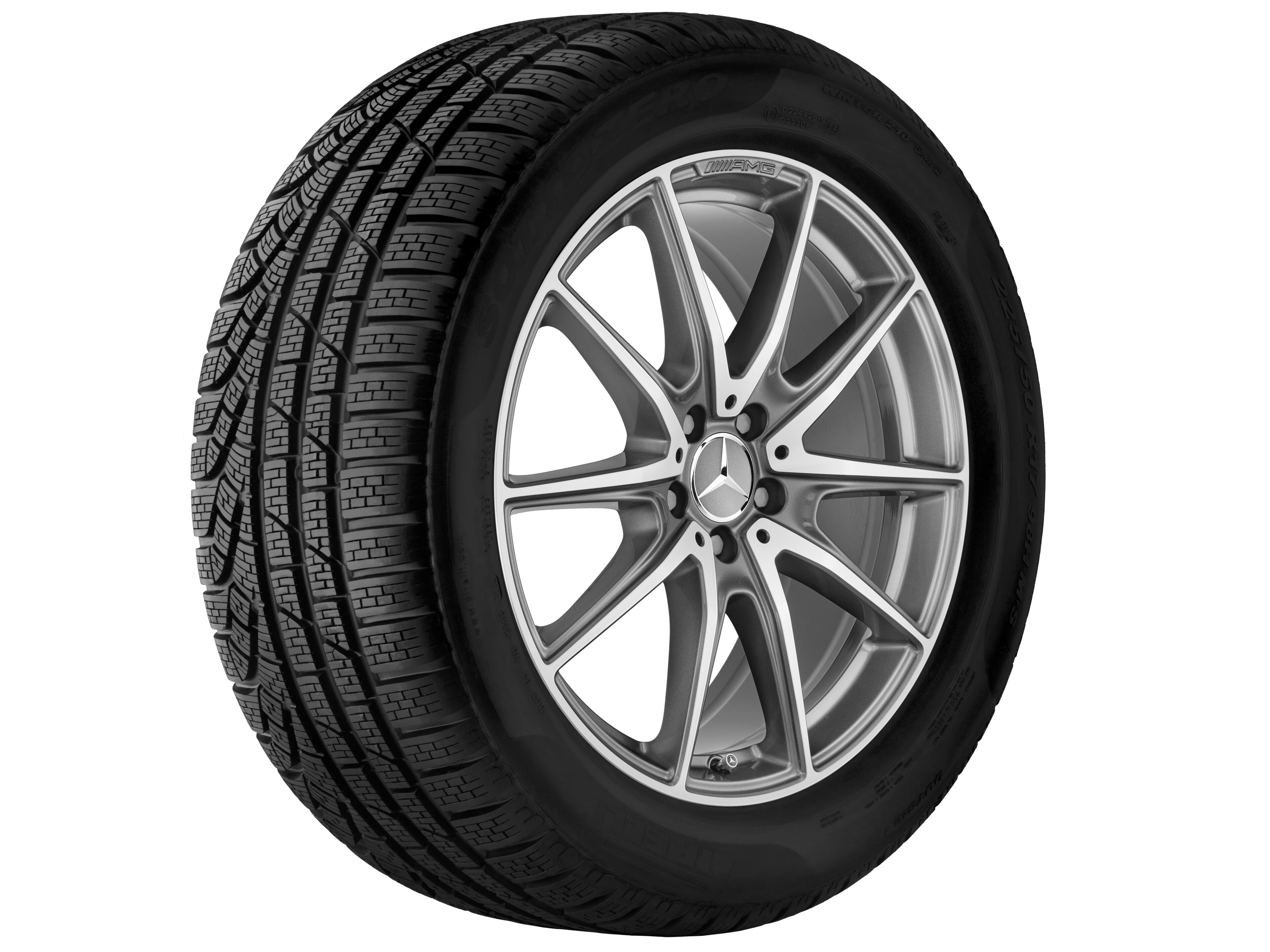 Kolo AMG s 10 paprsky, 50,8 cm (20 palců) - 9,5 J x 20 ET 38, šedá titanium, soustružené do lesku