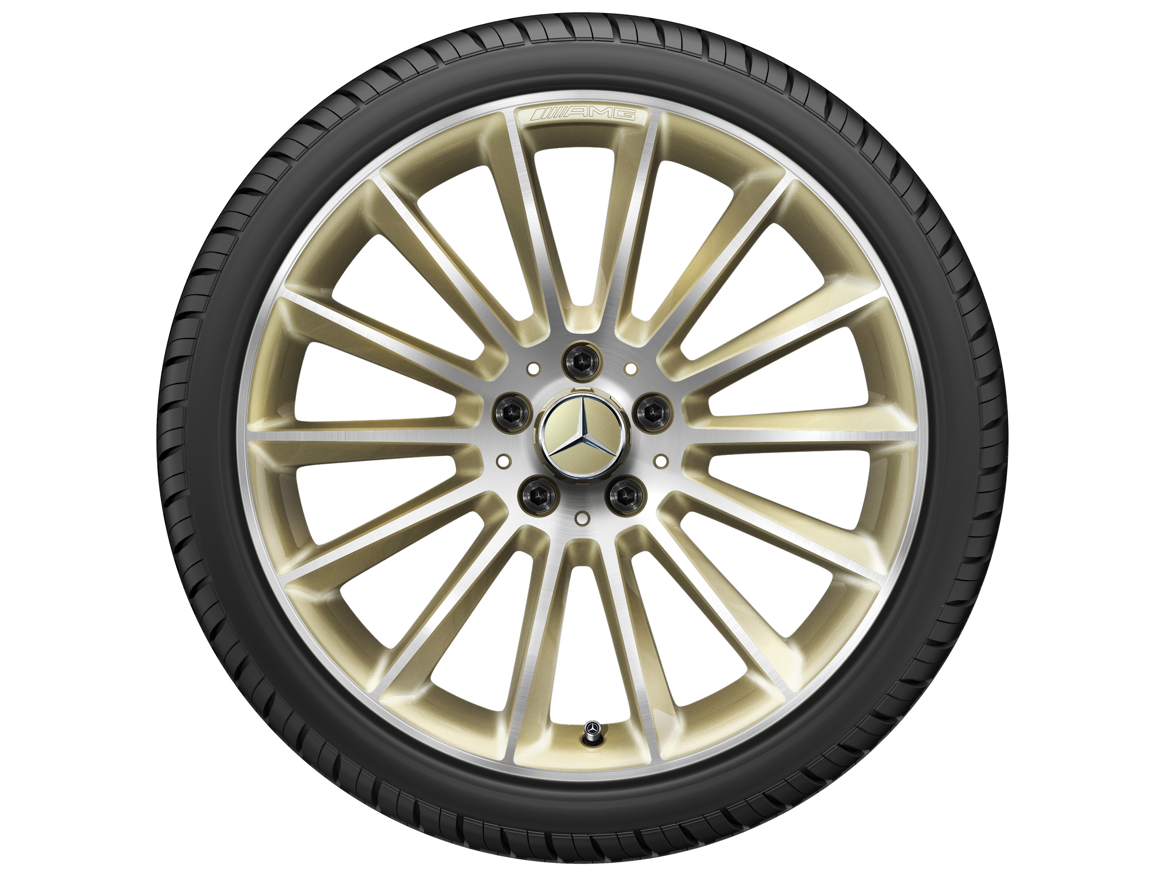 Vícepaprskové kolo AMG, 48,3 cm (19 palců) - 8 J x 19 ET 40, zlaté barvy, soustružené do lesku