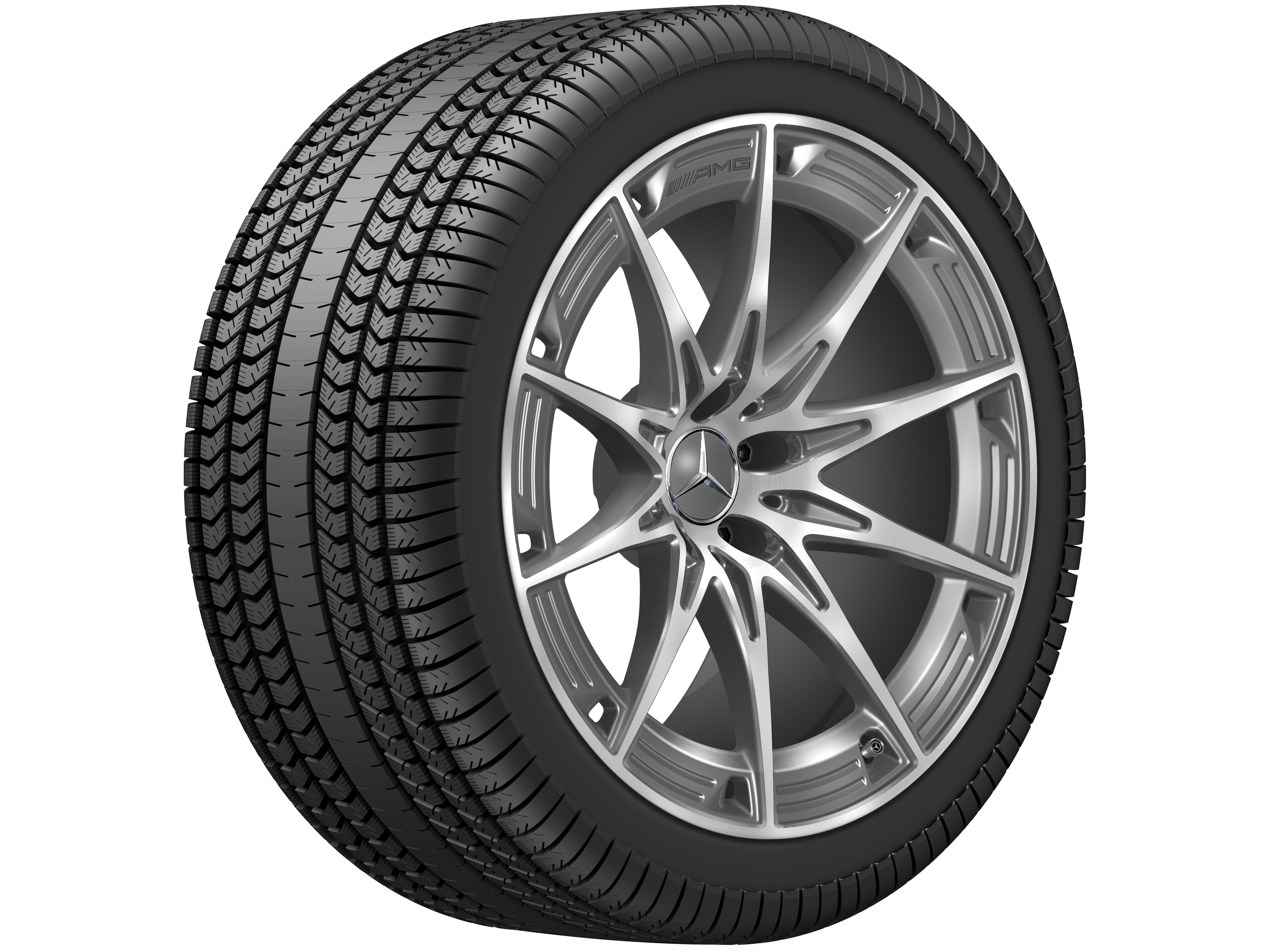 Kolo AMG s 10 paprsky, 50,8 cm (20 palců) - 11 J x 20 ET 33, šedá tantalum, soustružené do lesku