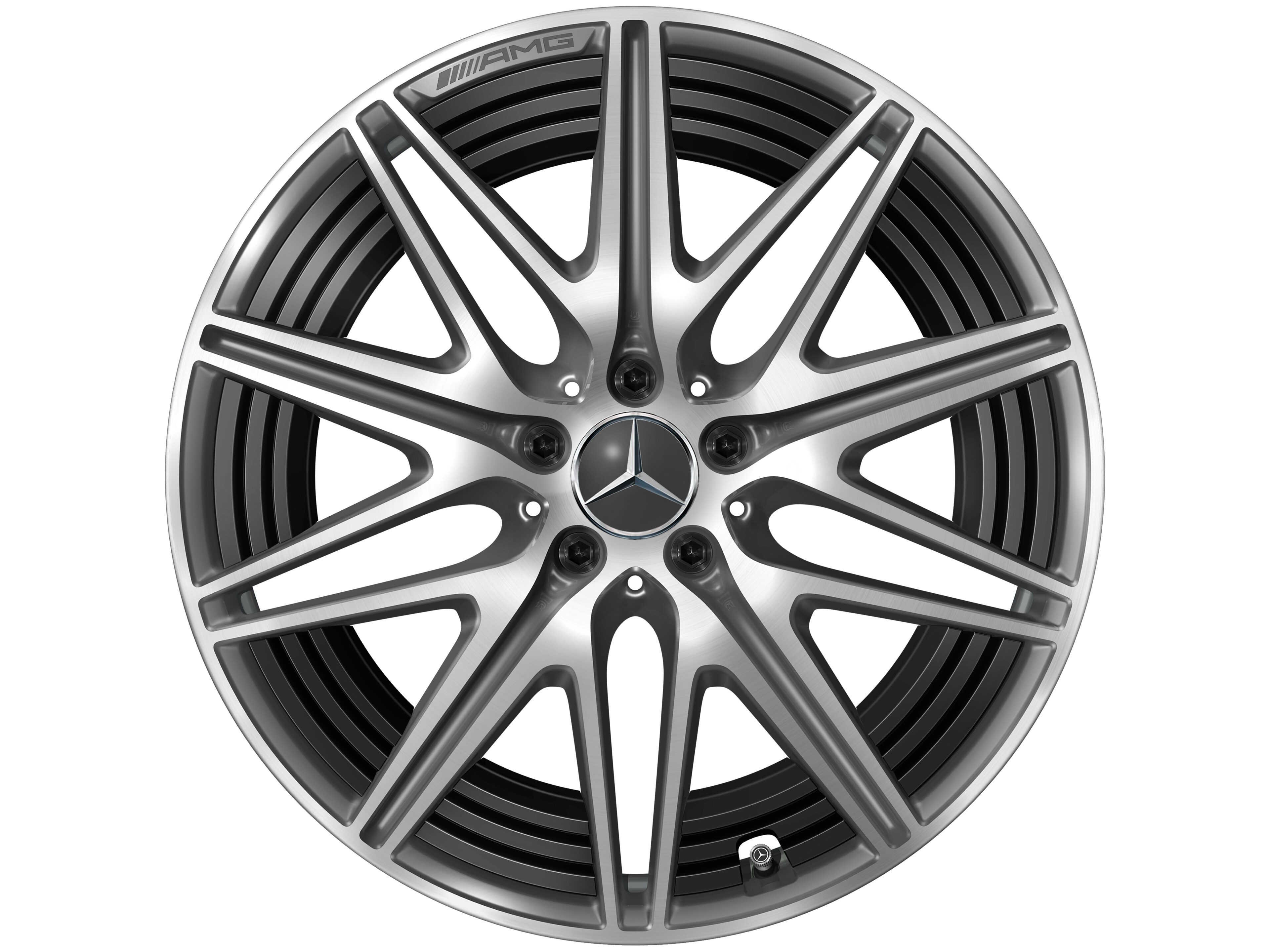 Kolo AMG s 10 paprsky, 50,8 cm (20 palců) - 10,5 J x 20 ET 42, šedá tantalum, soustružené do lesku