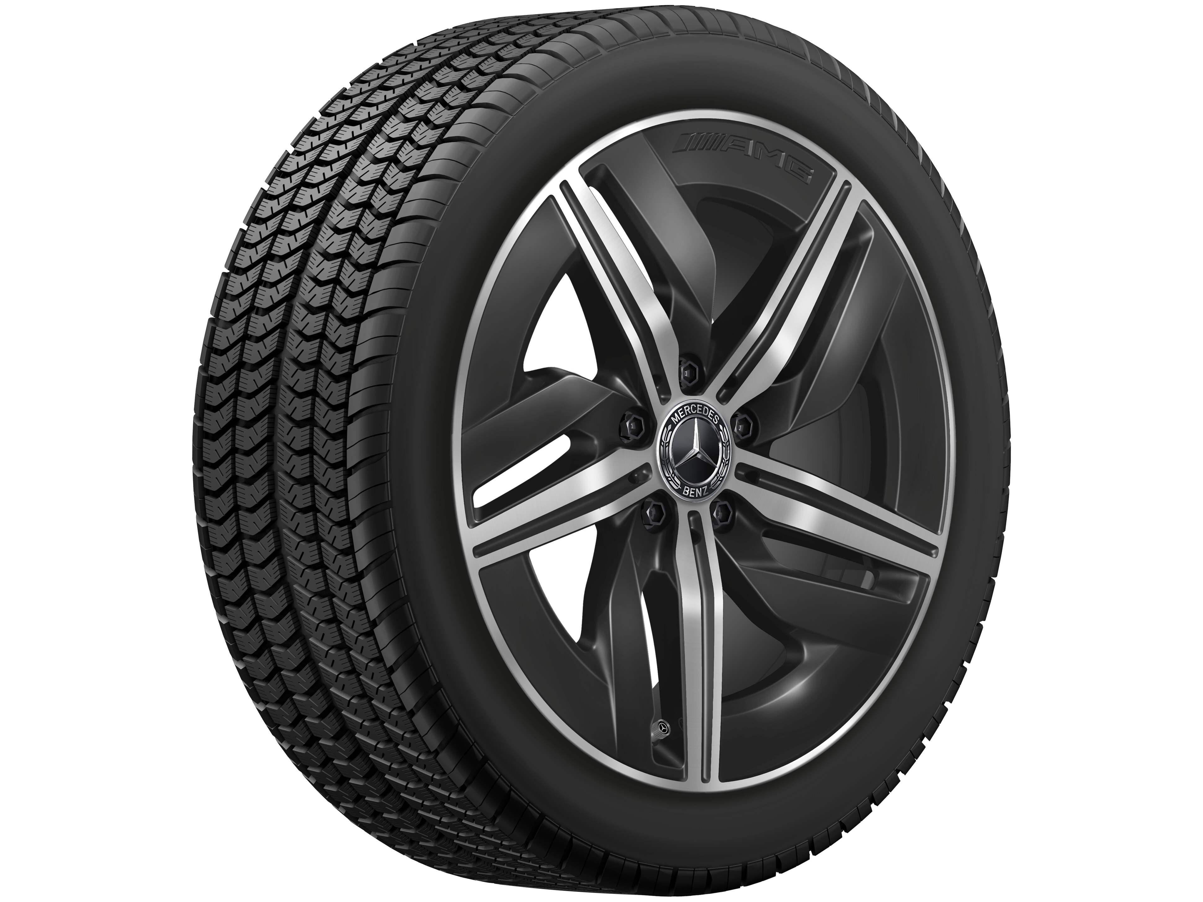 Kolo AMG s 5 paprsky, 45,7 cm (18 palce) - 7,5 J x 18 ET 48,4, černá, soustružené do lesku
