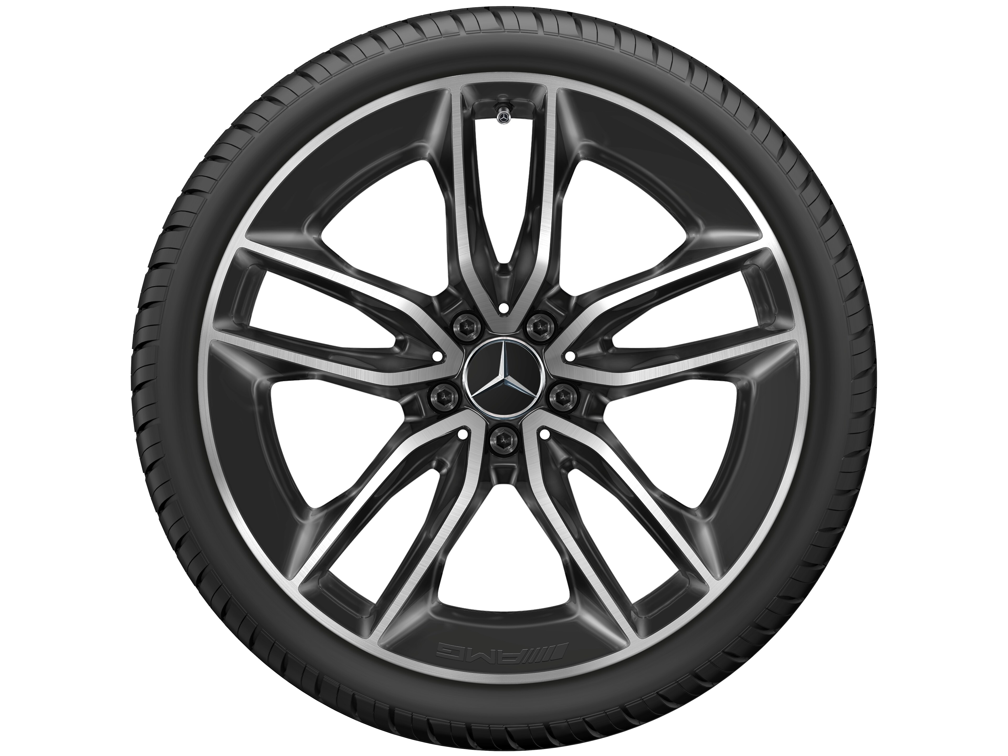 Kolo AMG s 5 dvojitými paprsky, 50,8 cm (20 palců) - 8 J x 20 ET 10, černá, soustružené do lesku