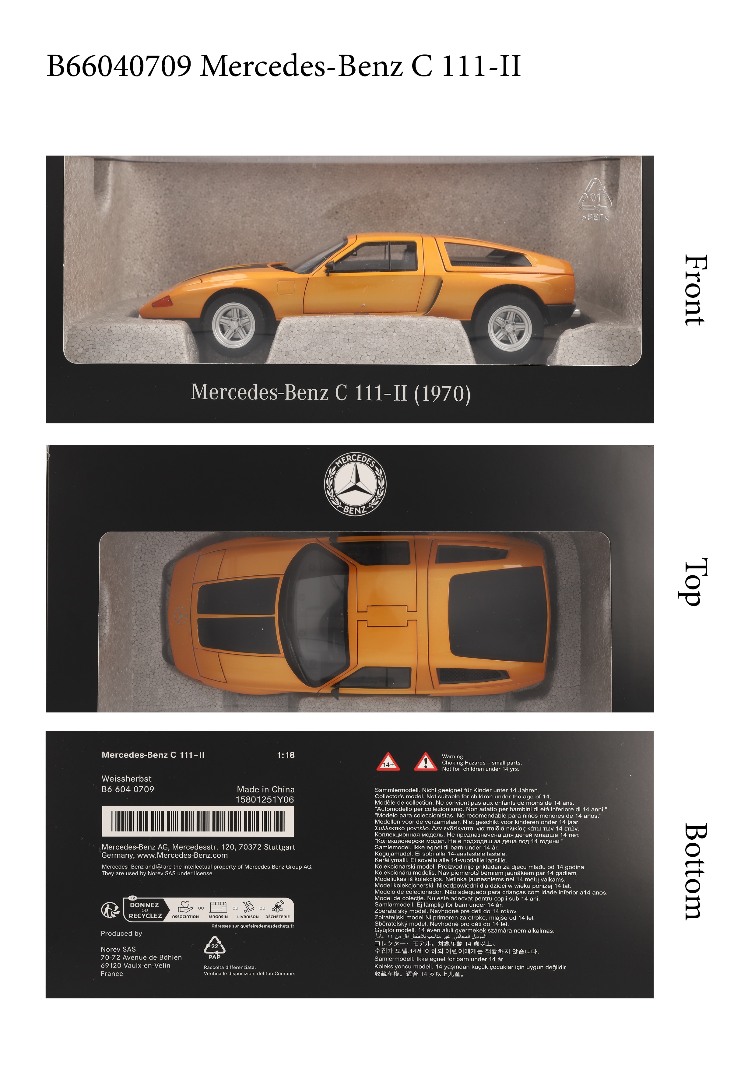 Experimentální vozidlo C 111 / II (1970) - weißherbst, Norev, 1:18