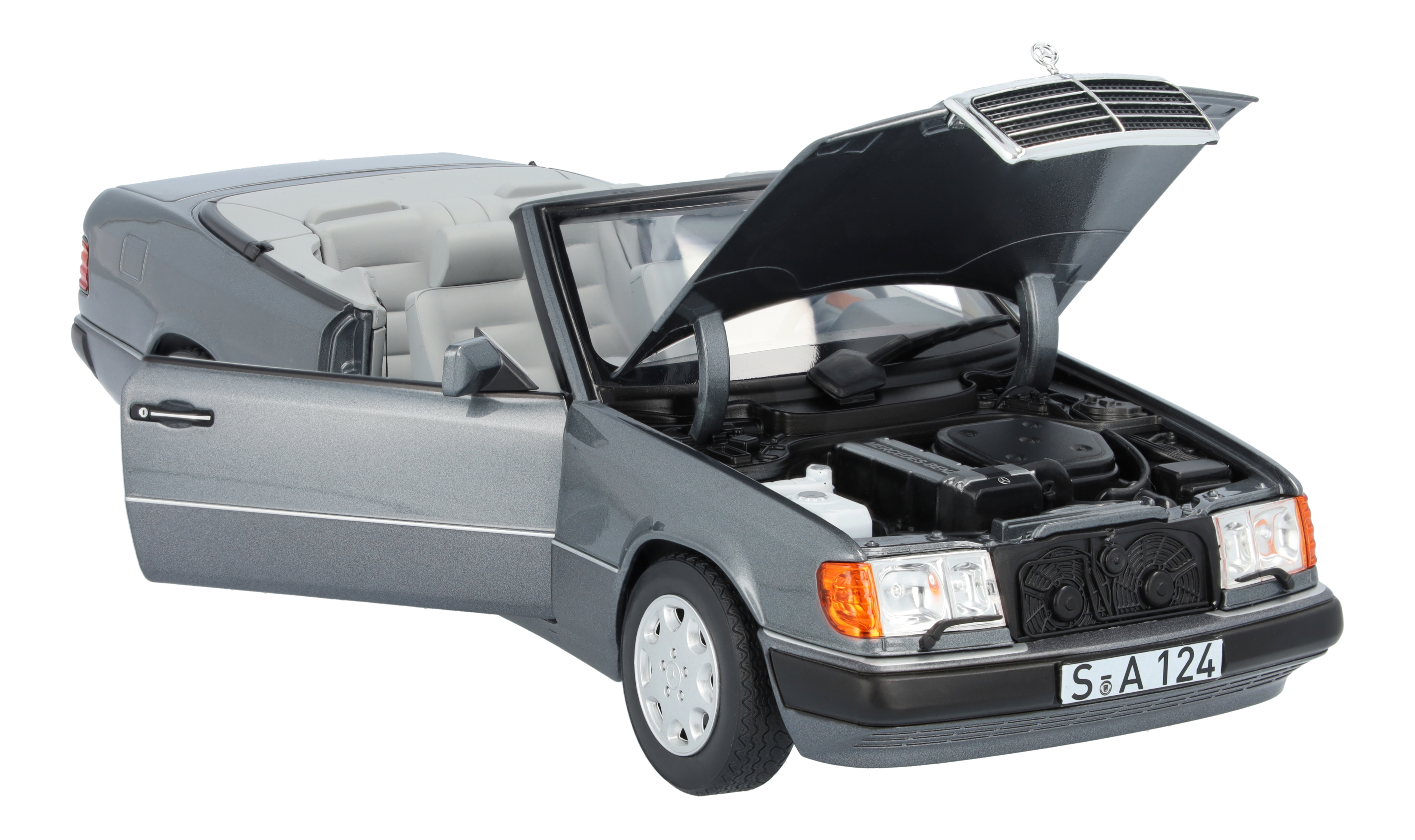 300 CE-24 kabriolet A 124 (1991-1993) - šedá pearl, Norev, 1:18