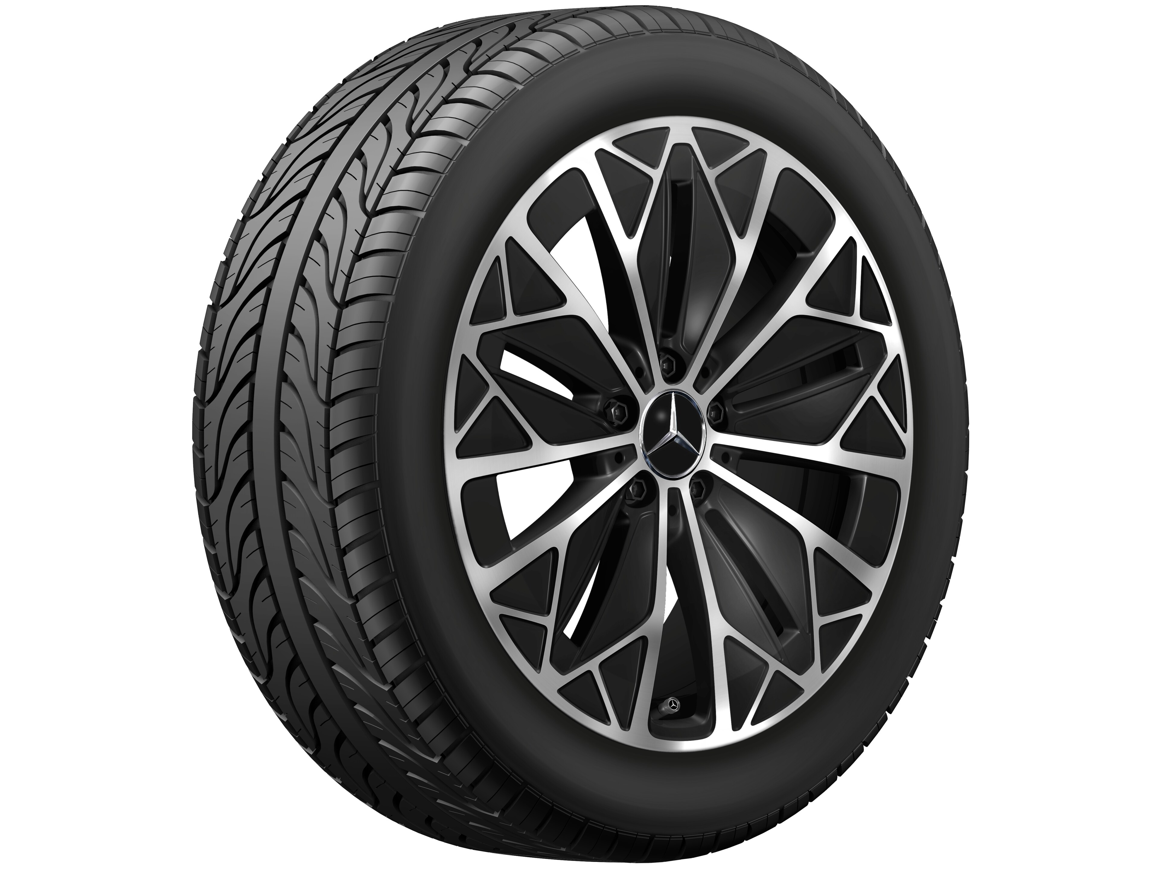 Vícepaprskové kolo, Aero, 48,3 cm (19 palců) - 9 J x 19 ET 60,8, černá, soustružené do lesku
