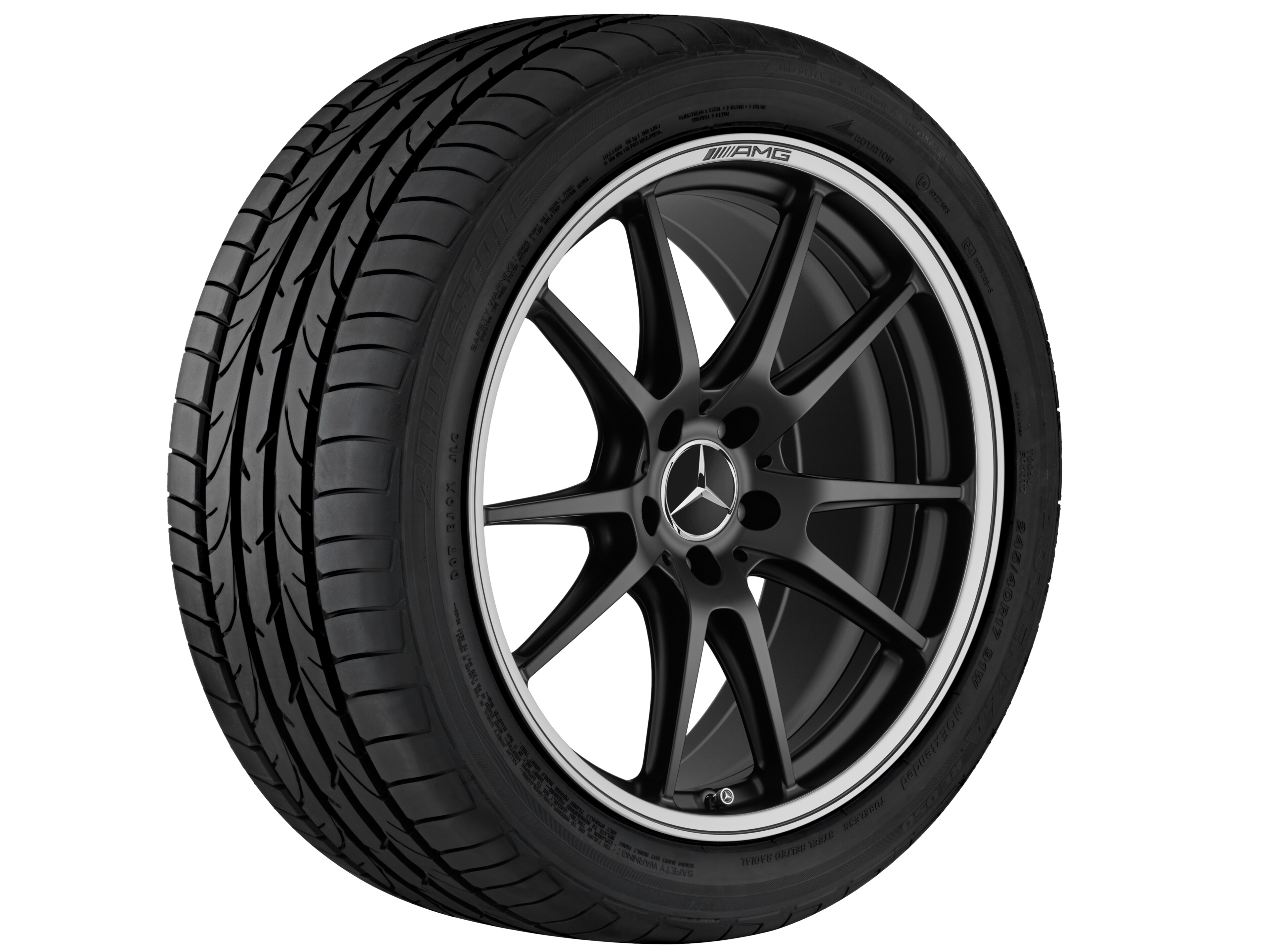 Kované kolo AMG v provedení s 5 dvojitými paprsky, 50,8 cm (20 palců), Okraj ráfku leštěný - 10,5 J x 20 ET 57, černá matná, soustružené do lesku