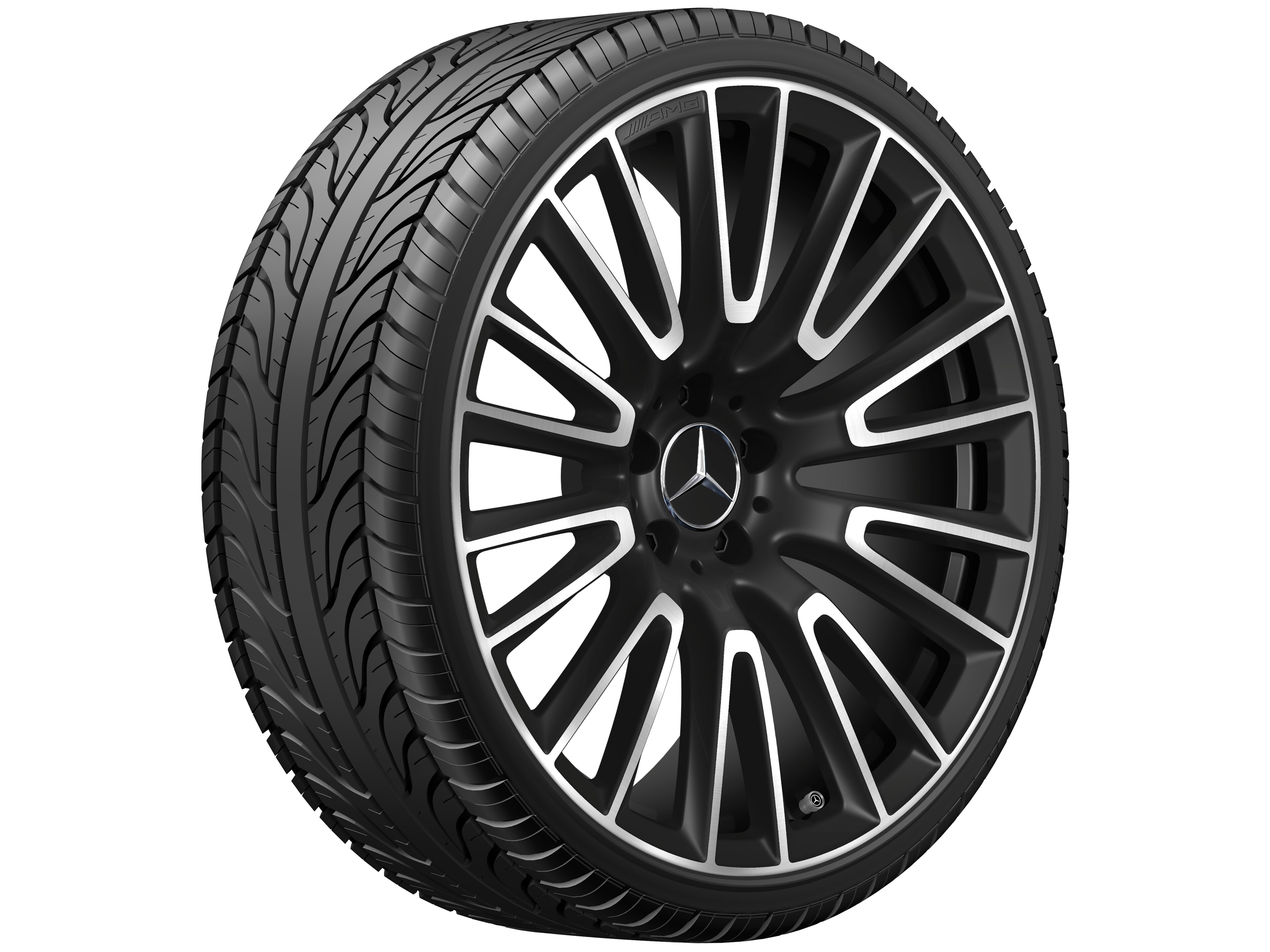Kolo AMG z lehkých slitin, v provedení s 10 dvojitými paprsky, 50,8 cm (20 palců) - 10,5 J x 20 ET 43, černá matná, soustružené do lesku