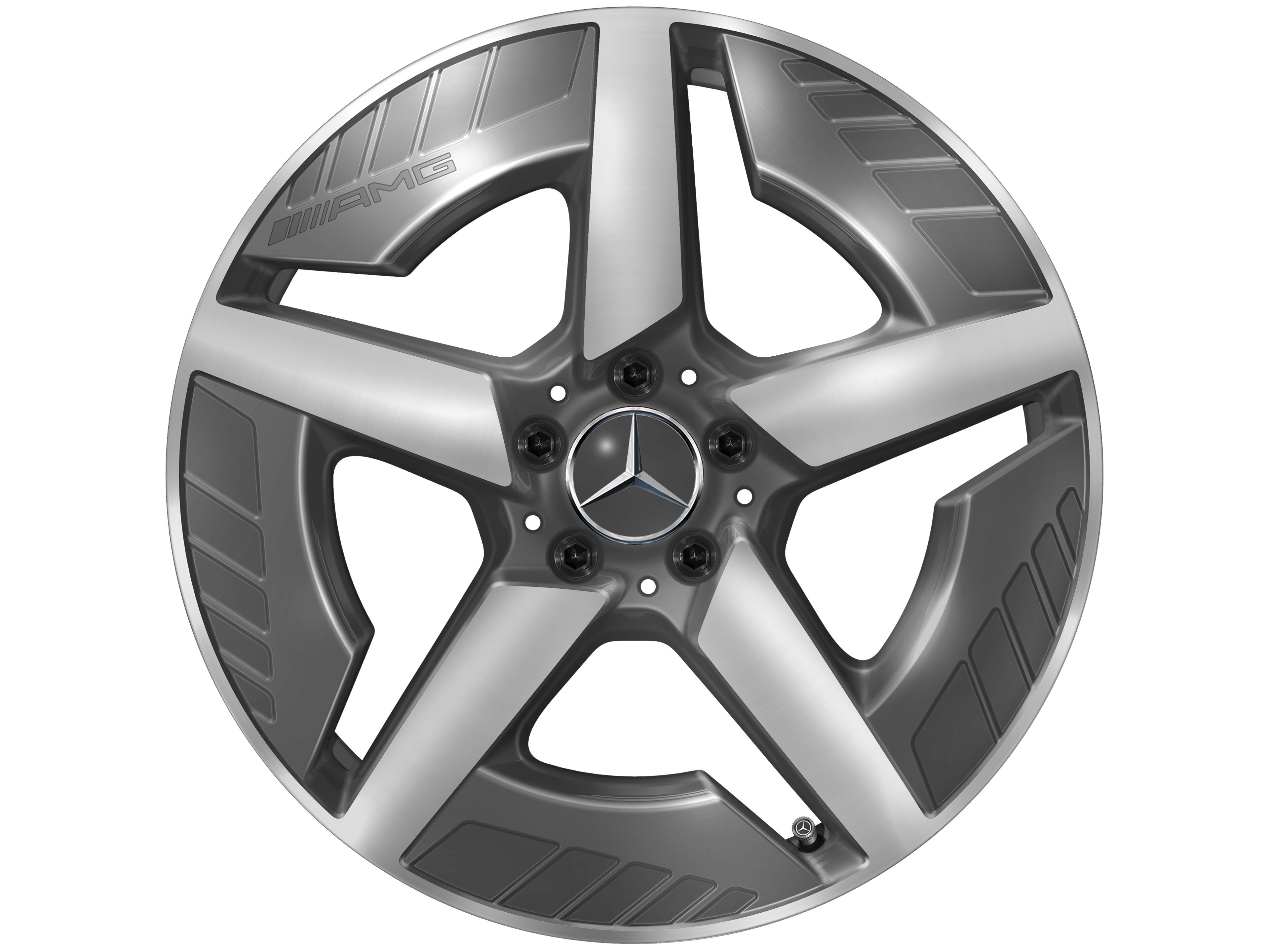 Kolo AMG z lehkých slitin, v 5paprskovém designu, 48,3 cm (19 palců), soustružené do lesku - 9 J x 19 ET 58,7, šedá tantalum, soustružené do lesku