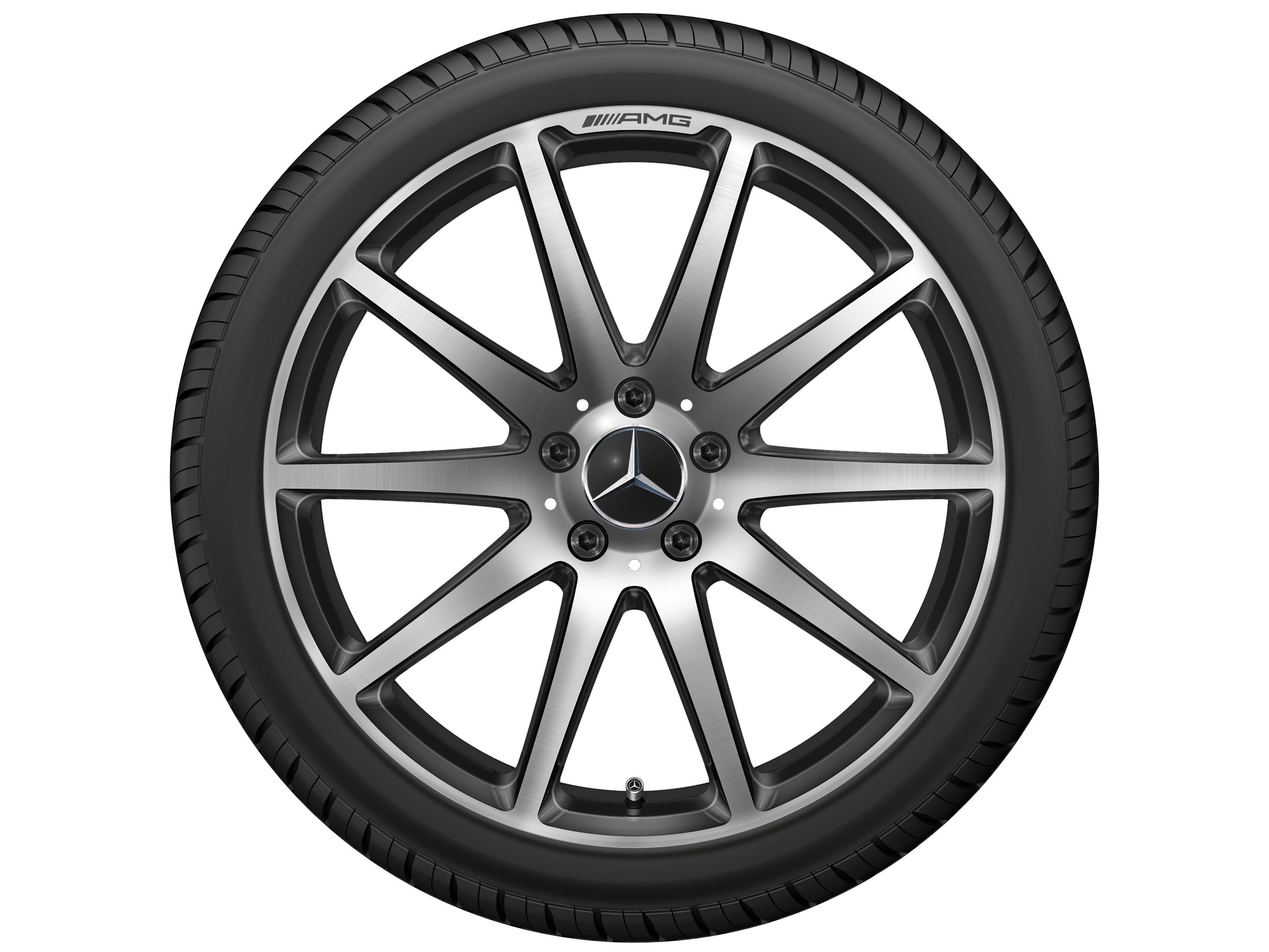 Kované kolo AMG V provedení s 10 paprsky, 48,3 cm (19 palců) - 9 J x 19 ET 27, černá, leštěné
