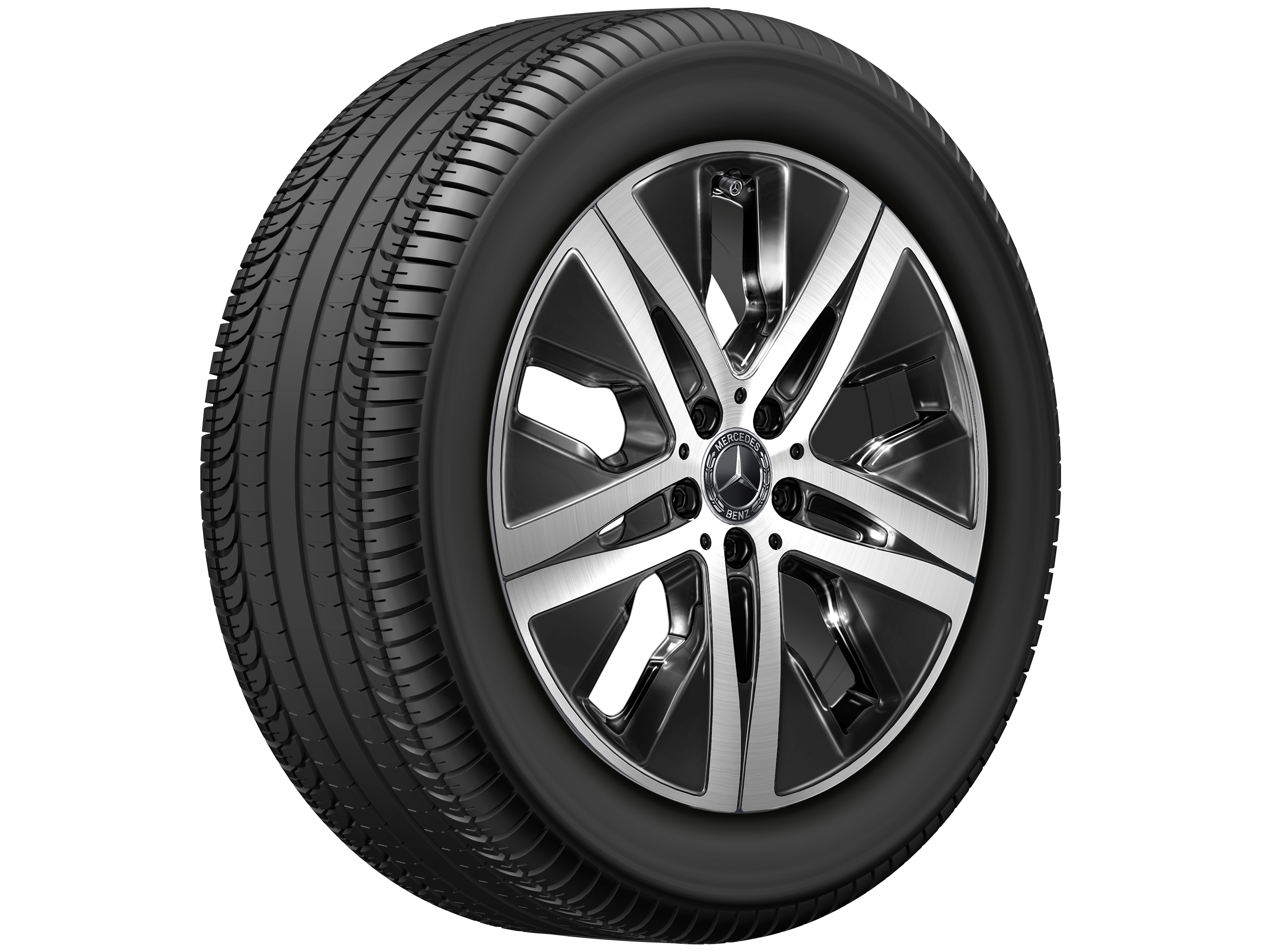 Kolo s 5 otvory, Aero, 48,3 cm (19 palců), soustružené do lesku - 8 J x 19 ET 61, černá, soustružené do lesku