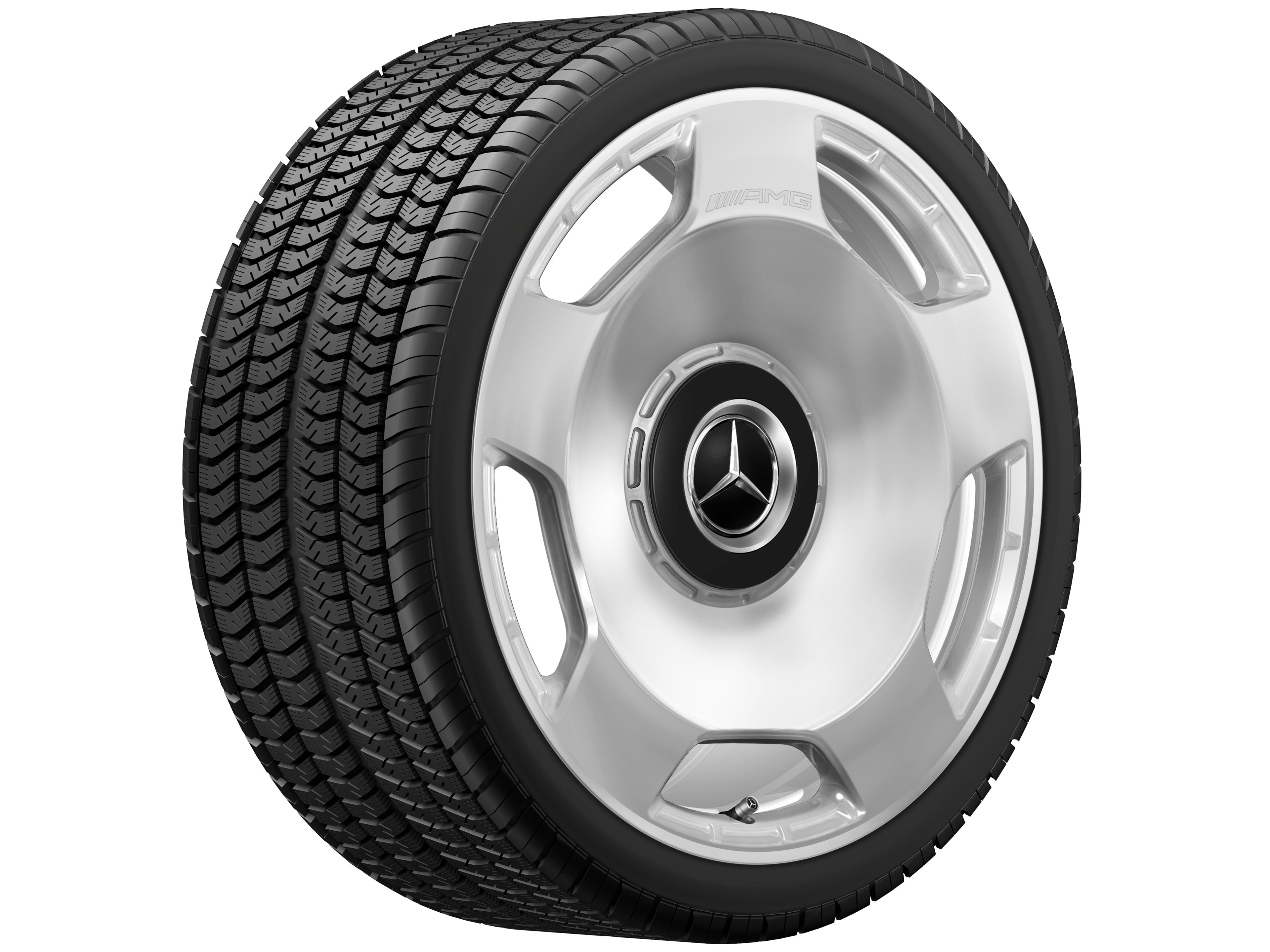 Kované kolo AMG v provedení s 5 otvory, 53,3 cm (21 palců) - 10 J x 21 ET 30, stříbrné barvy, vysoce leštěné