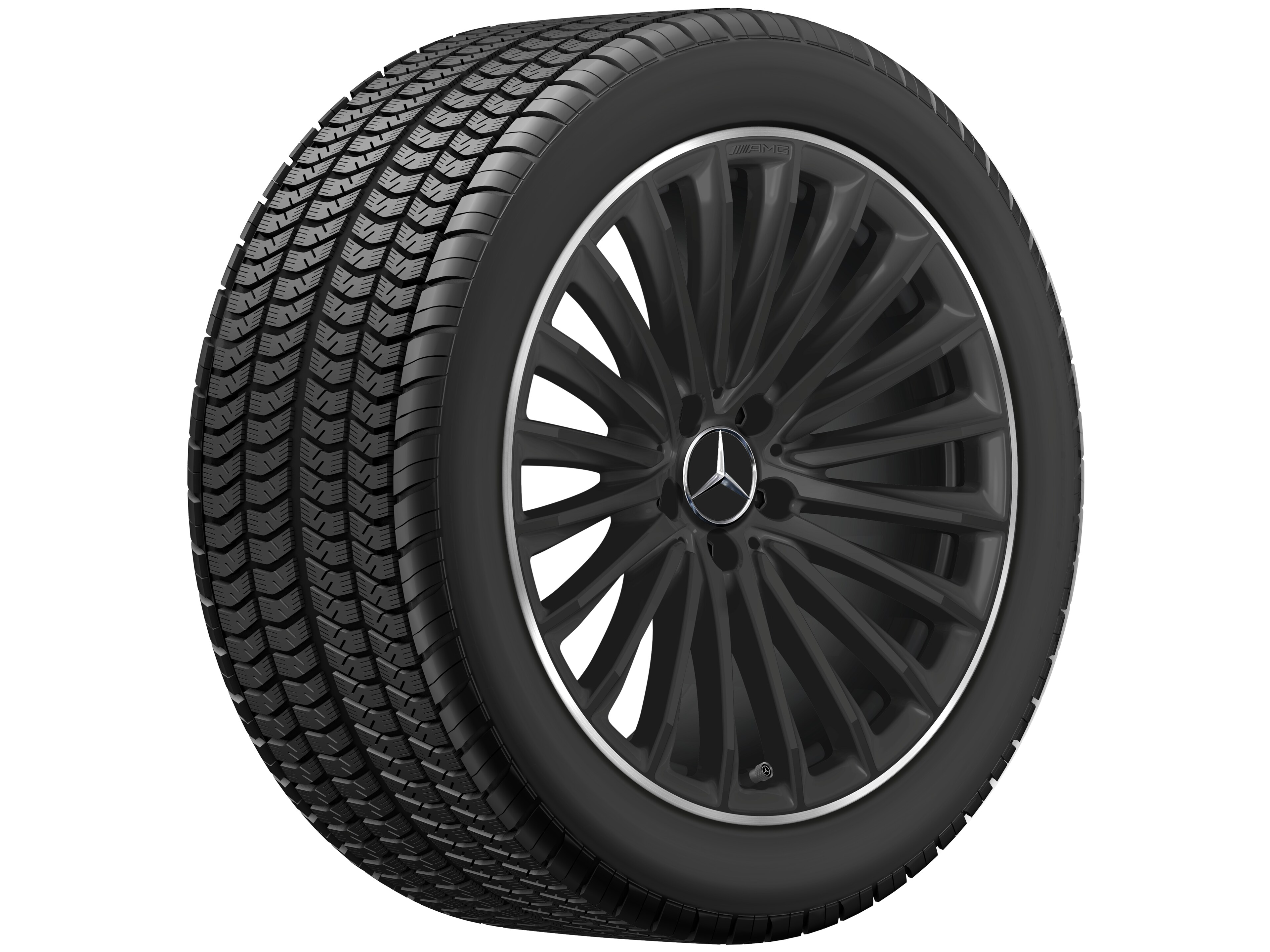 Vícepaprskové kolo AMG, 48,3 cm (19 palců) - 11 J x 19 ET 60,5, černá matná, Okraj ráfku leštěný