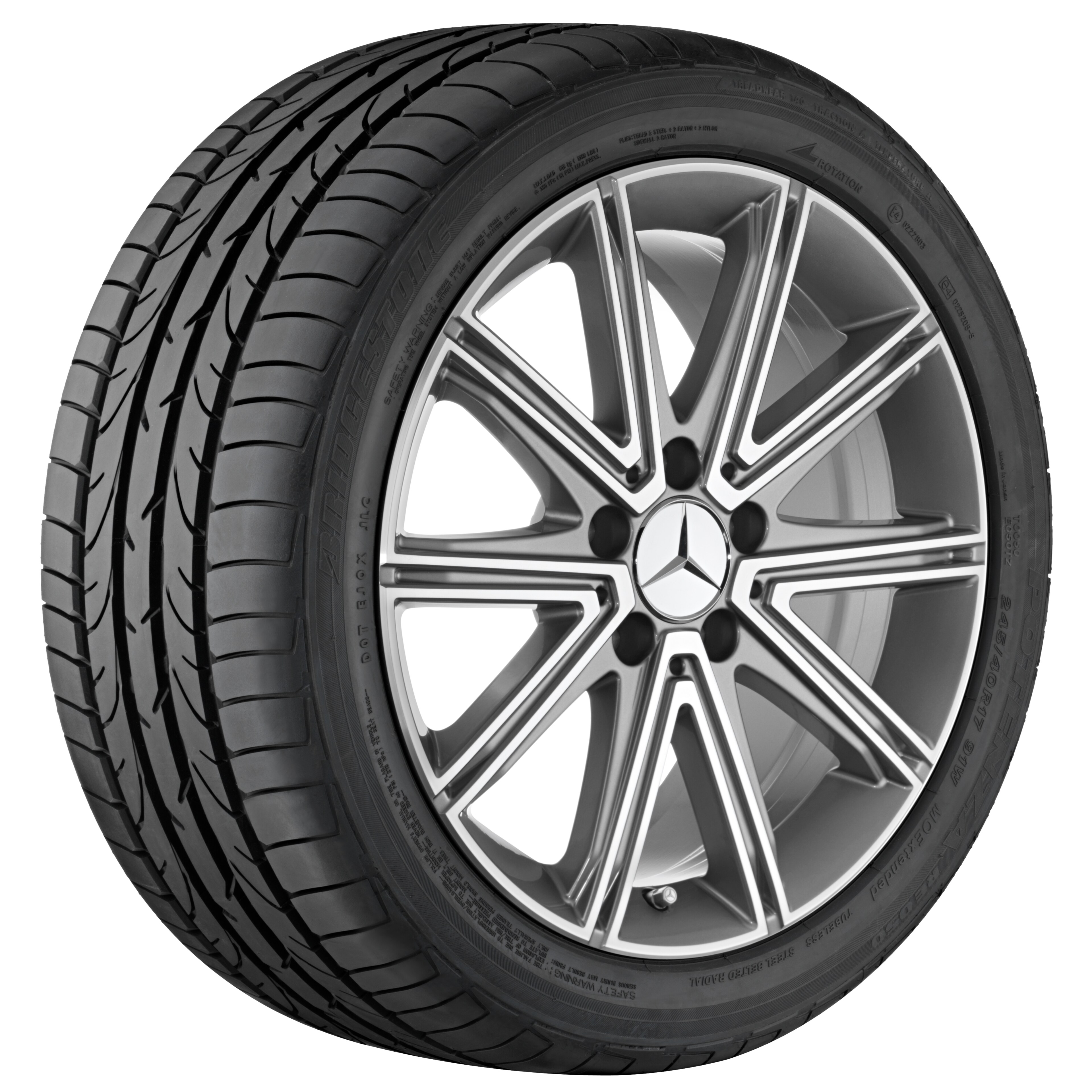 Kolo s 10 paprsky, 43,2 cm (17 palců), soustružené do lesku - 8,5 J x 17 ET 36, stříbrná palladium, soustružené do lesku