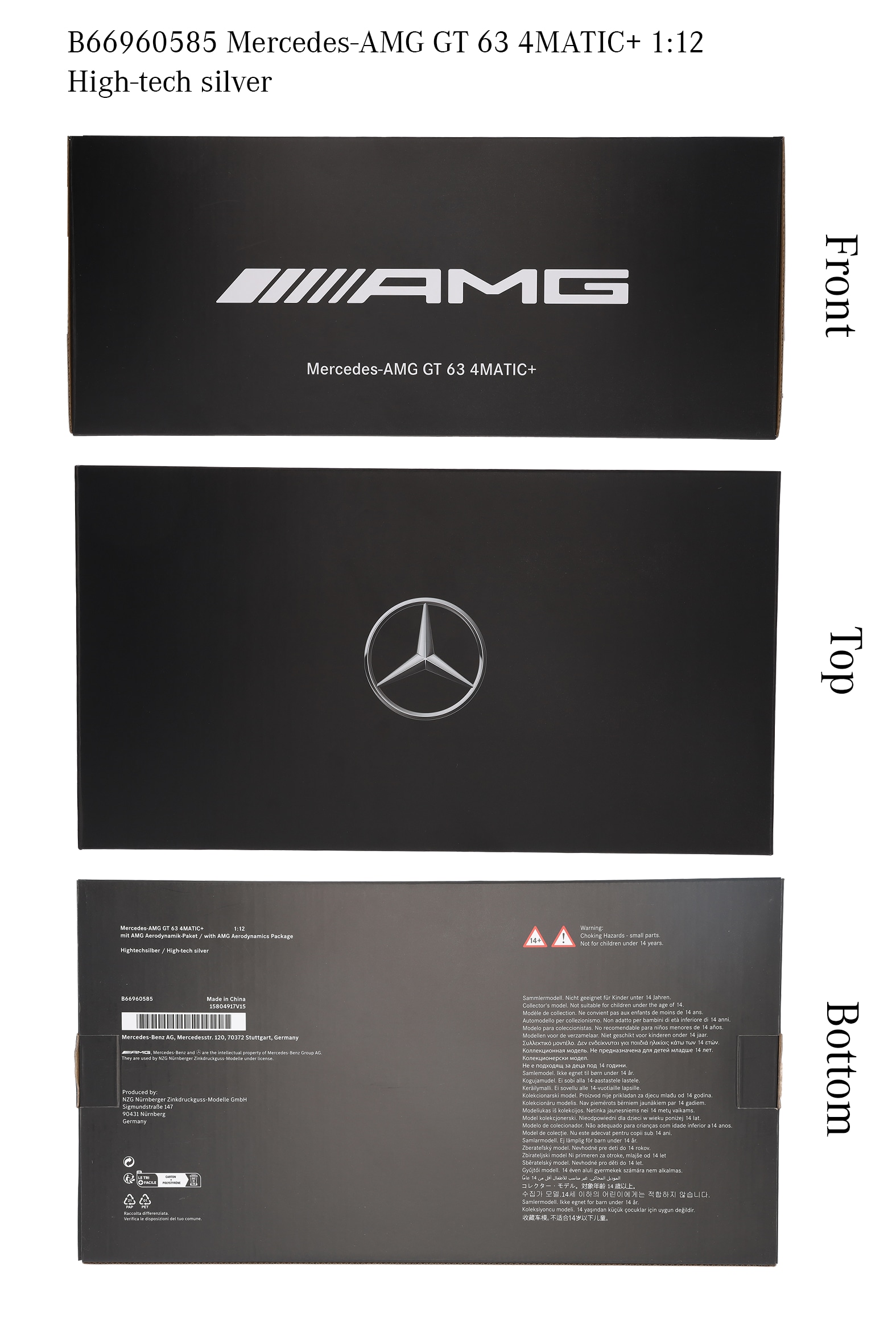 Mercedes-AMG GT 63 4MATIC+ - stříbrná hightech, NZG, 1:12