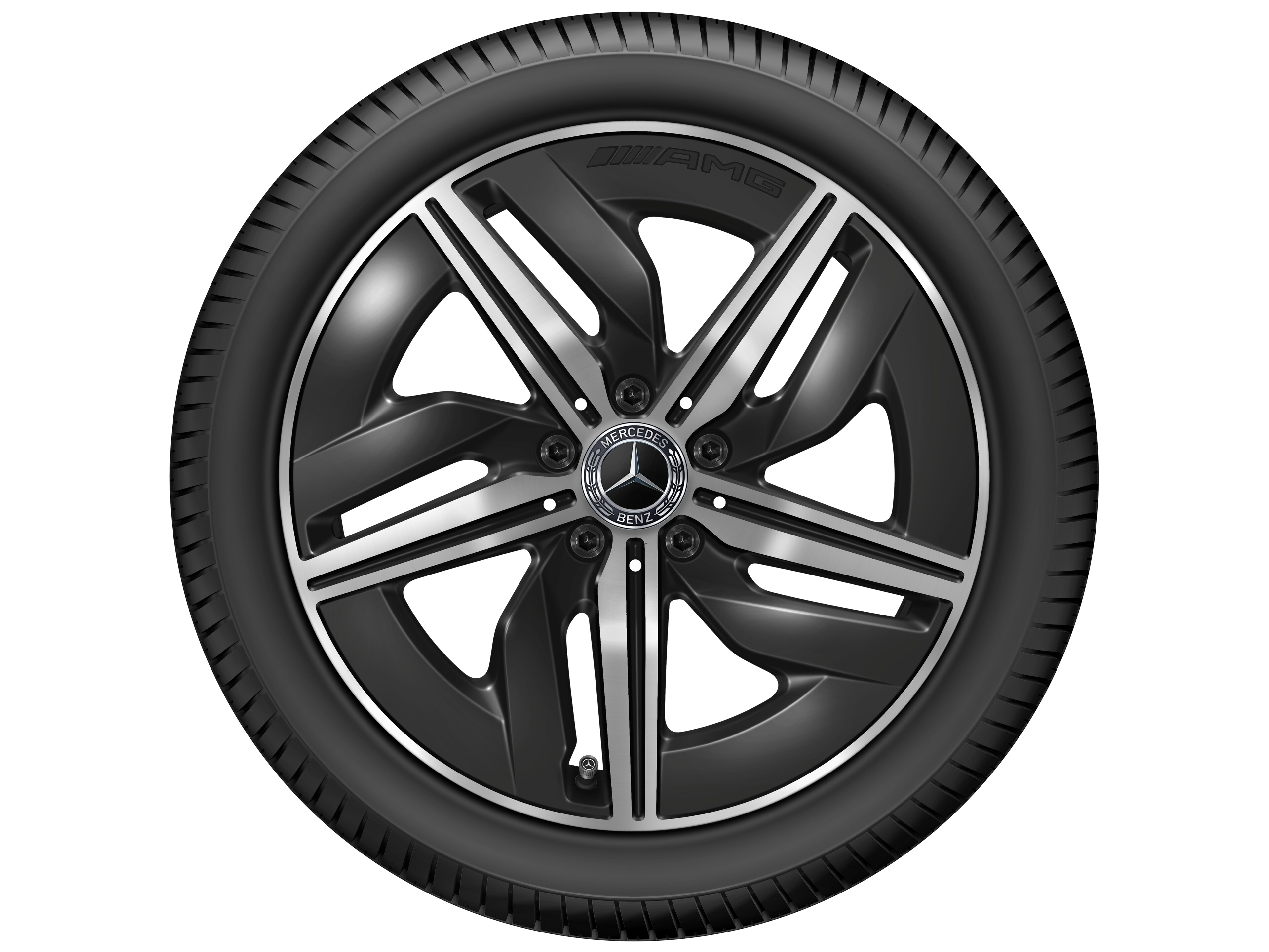 Kolo AMG s 5 paprsky, 45,7 cm (18 palce) - 7,5 J x 18 ET 48,4, černá, soustružené do lesku