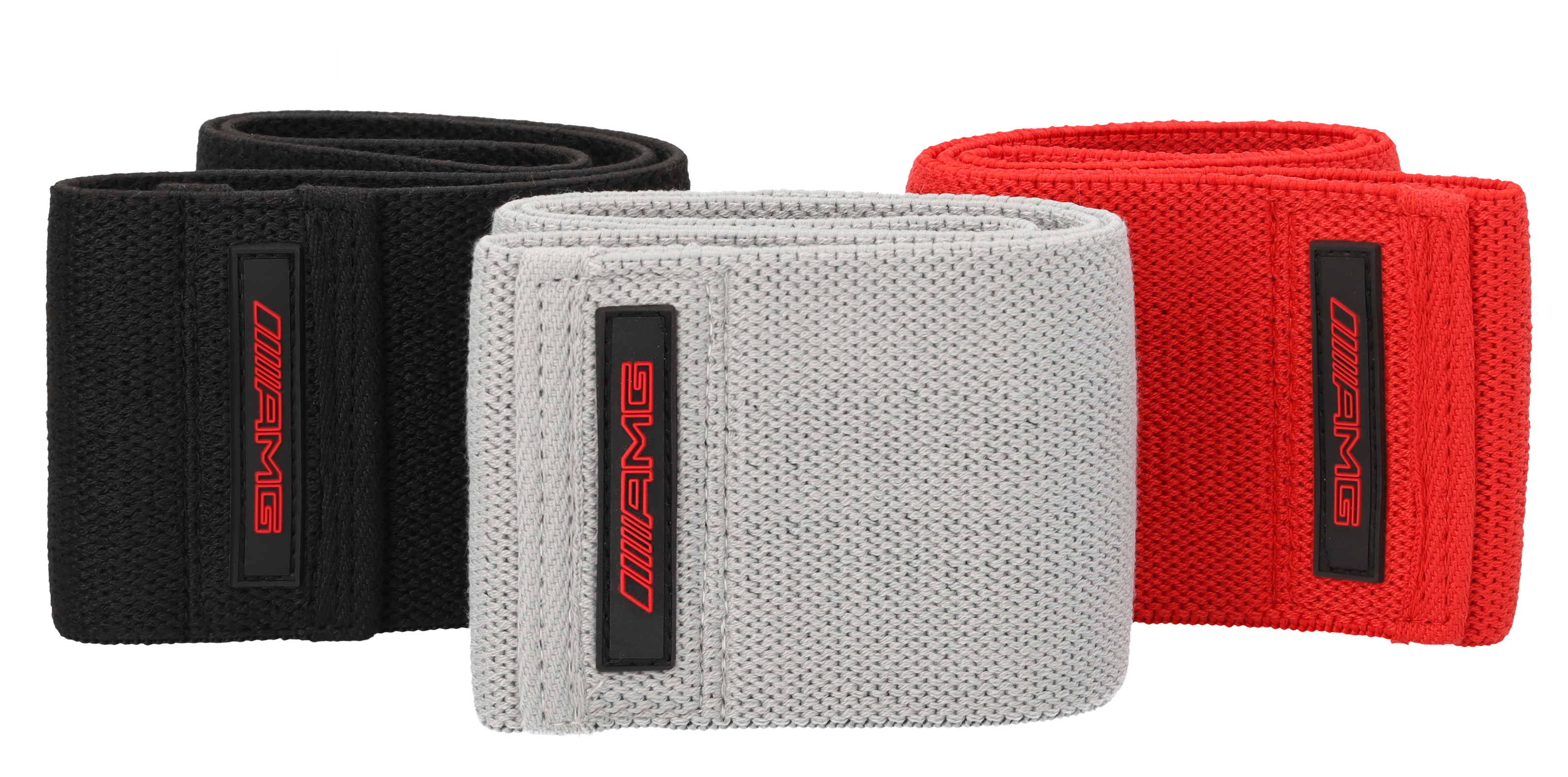 Fitness popruhy AMG, Sada 3 dílů - černá / červená / šedá, Polyester / Latex