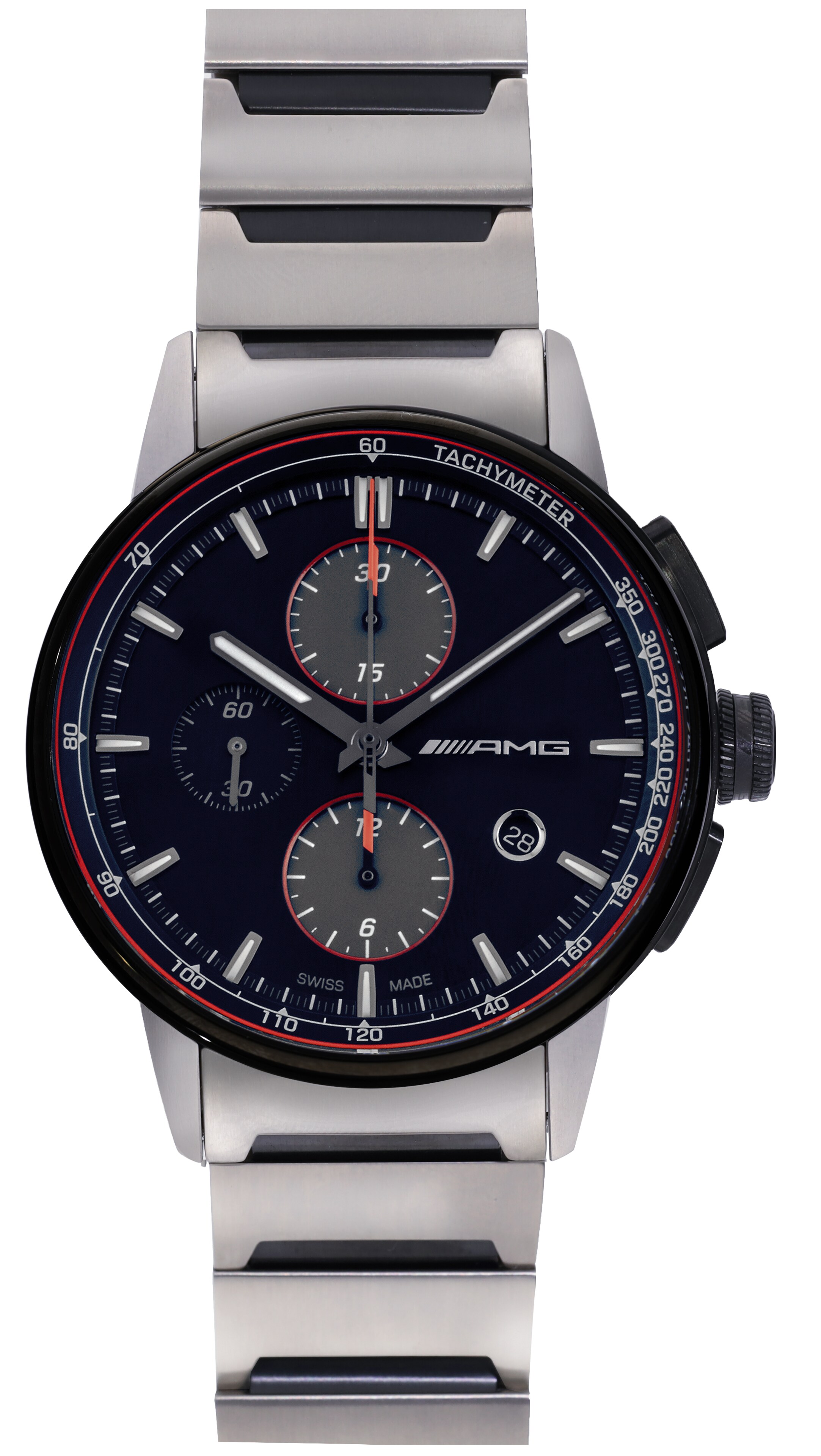 Automatický chronograf AMG, Muži, Business - černá / anthracite / červená, Nerezová ocel / Titan