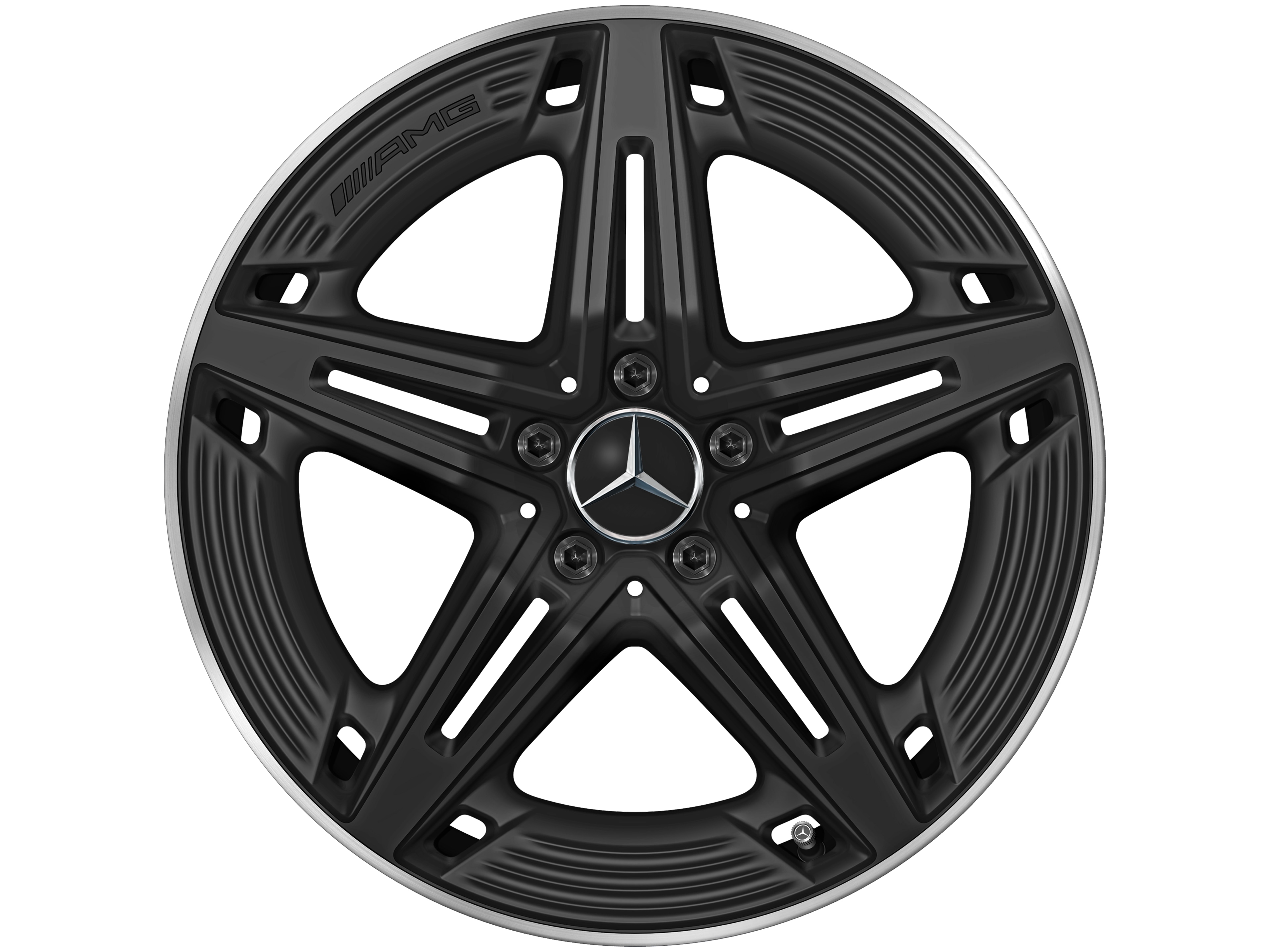 Kolo AMG s 5 paprsky, 48,3 cm (19 palců) - 9 J x 19 ET 52, černá, soustružené do lesku