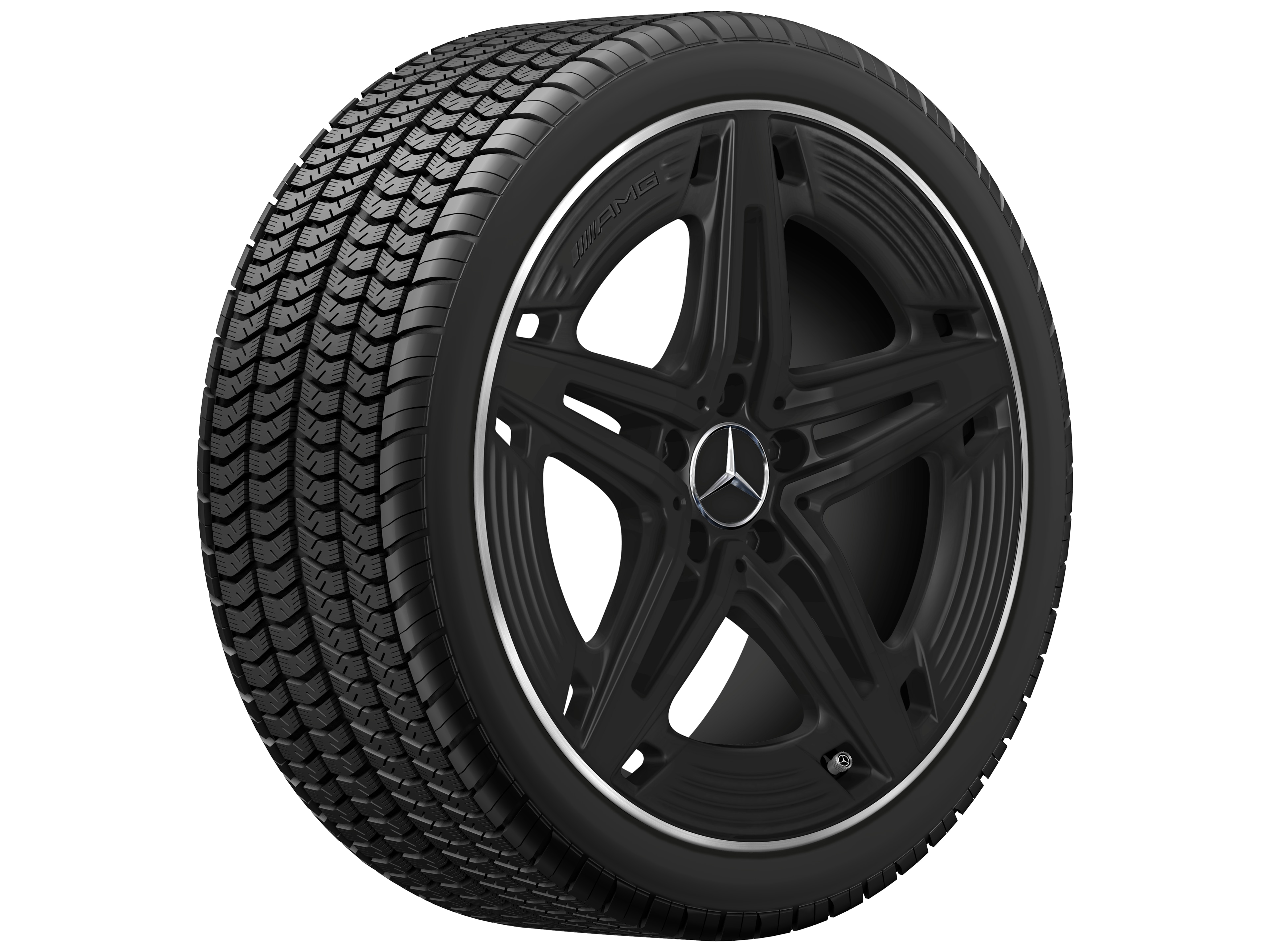 Kolo AMG s 5 paprsky, 48,3 cm (19 palců) - 9 J x 19 ET 52, černá, soustružené do lesku