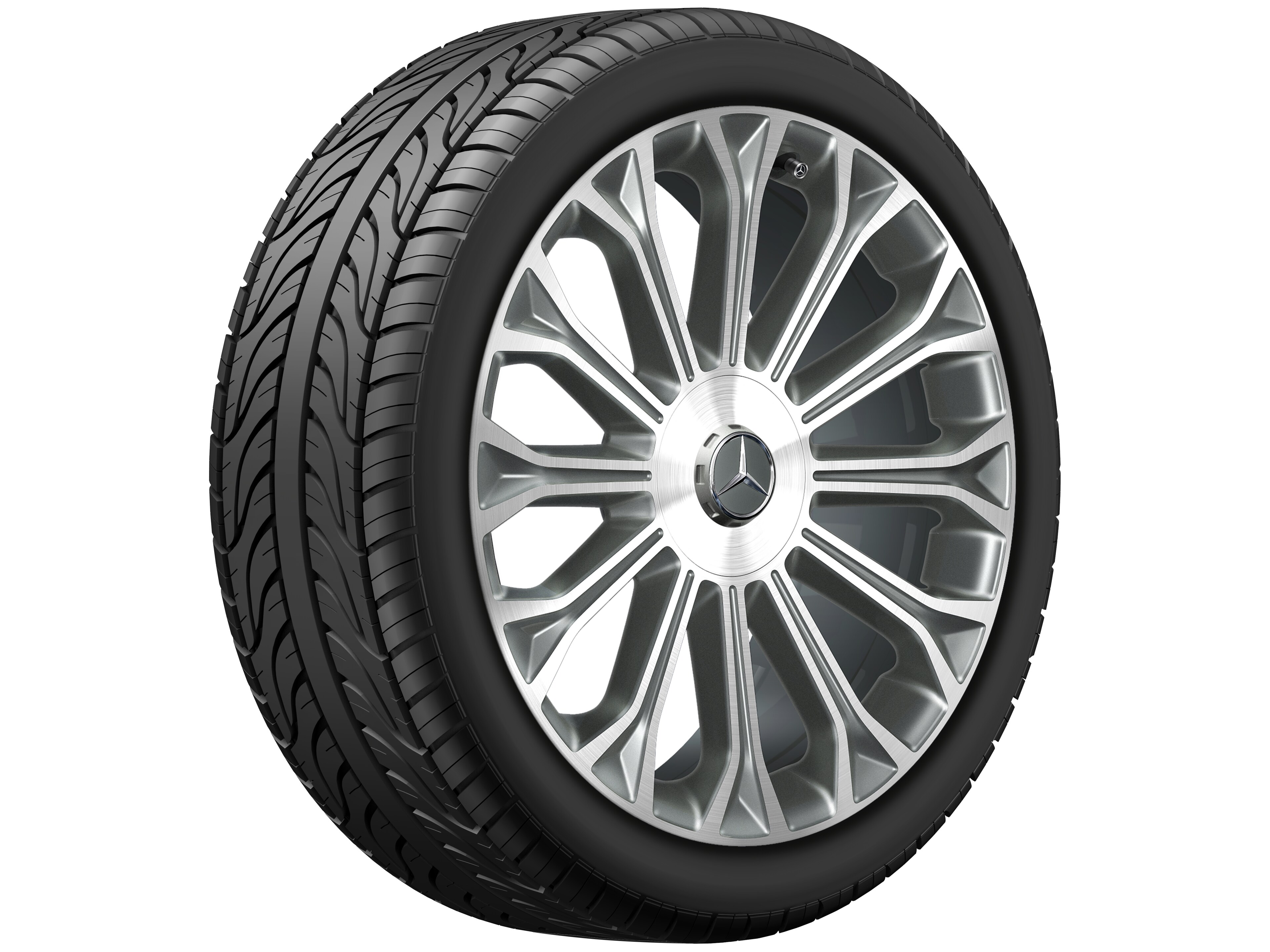 Kolo s 12 paprsky, 50,8 cm (20 palců), soustružené do lesku - 8,5 J x 20 ET 36, šedá Himalaya, soustružené do lesku