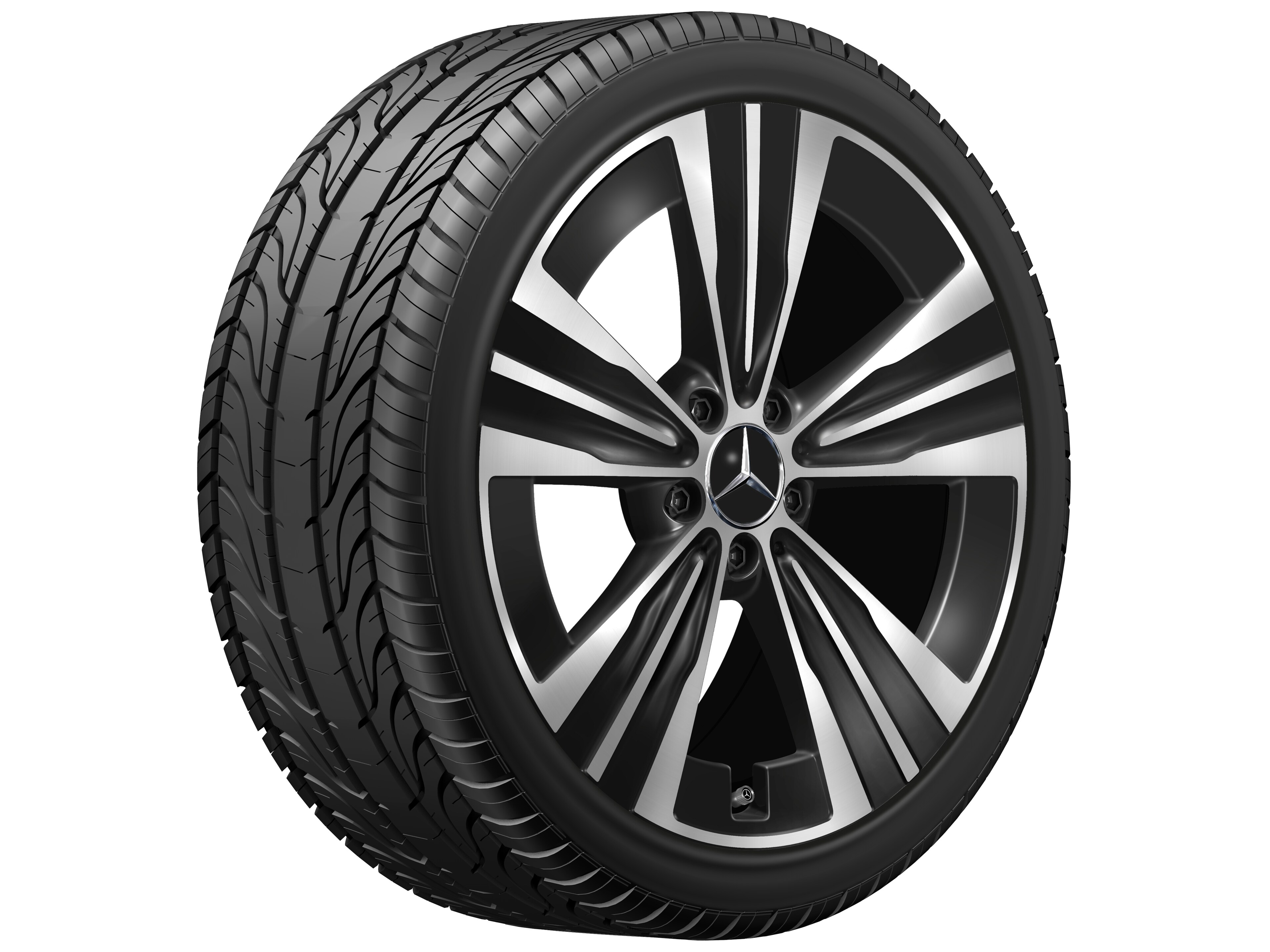Kolo s 5 otvory, Aero, 48,3 cm (19 palců) - 7,5 J x 19 ET 48,4, černá, soustružené do lesku