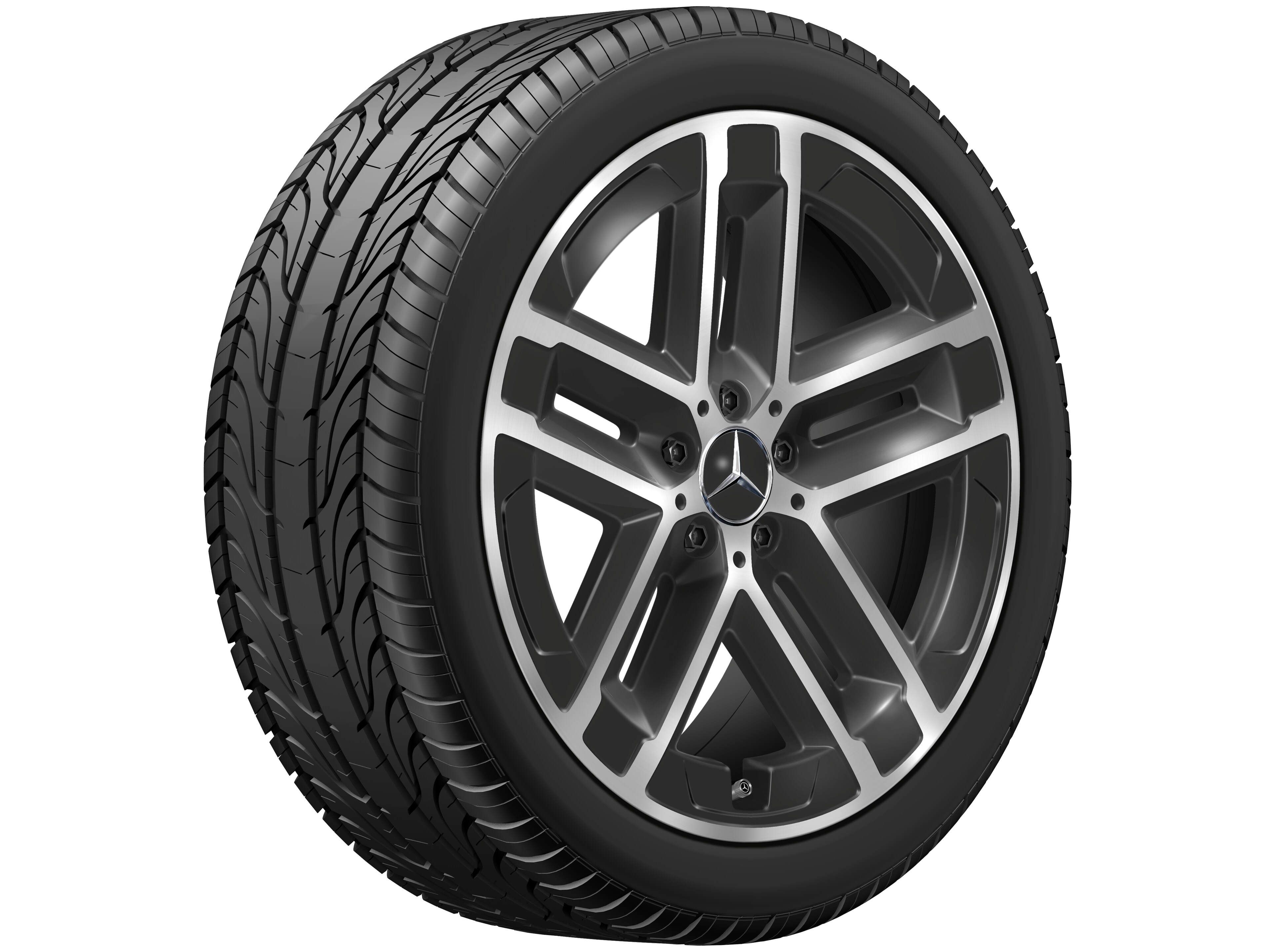 Kolo s 5 dvojitými paprsky, Aero, 50,8 cm (20 palců) - 8 J x 20 ET 48,2, černá, soustružené do lesku