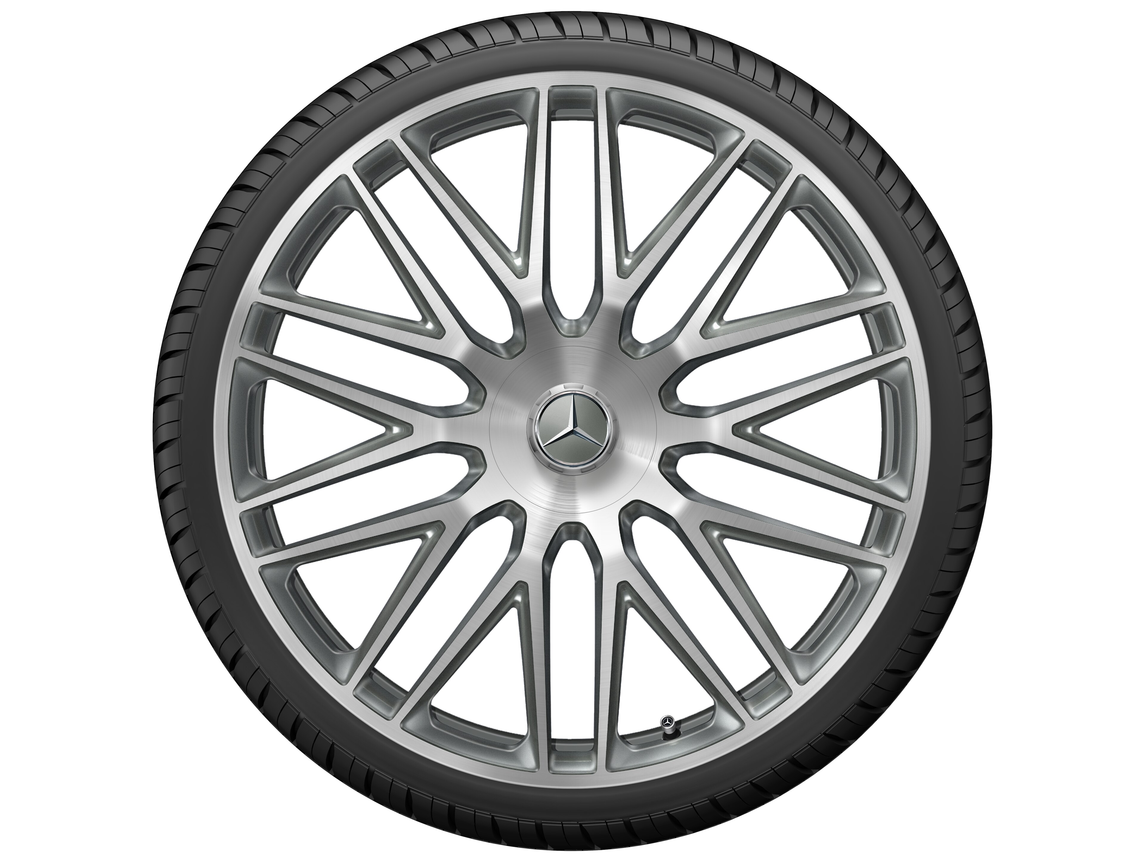 Kovaná kola AMG ve vícepaprskovém provedení, 58,4 cm (23 palců) - 11,5 J x 23 ET 47, šedá titanium, soustružené do lesku