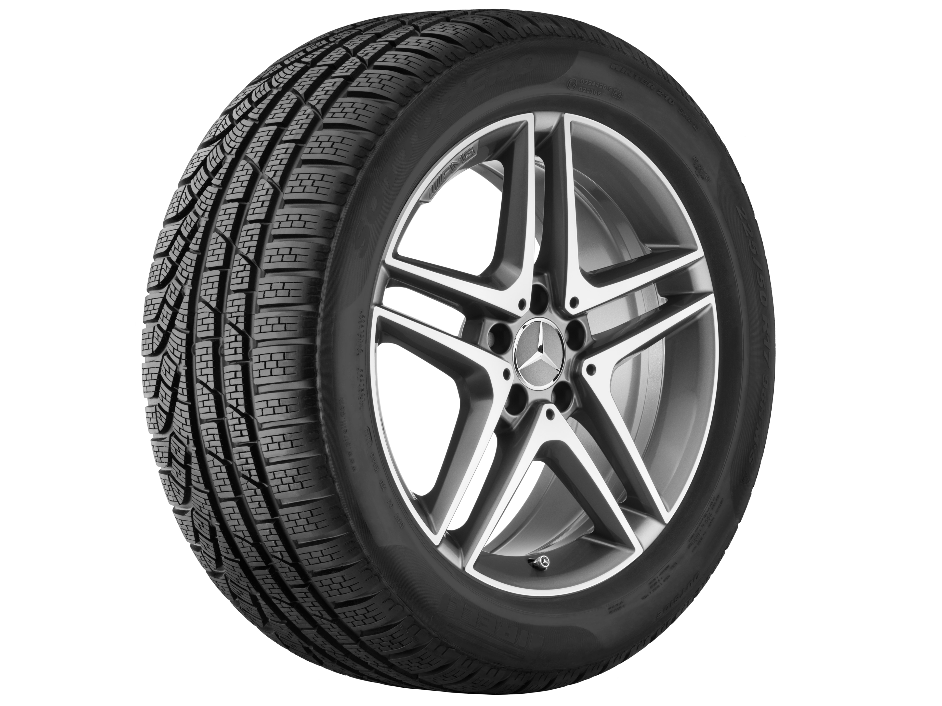 Kolo AMG s 5 dvojitými paprsky, 45,7 cm (18 palce) - 8 J x 18 ET 48, šedá titanium, soustružené do lesku