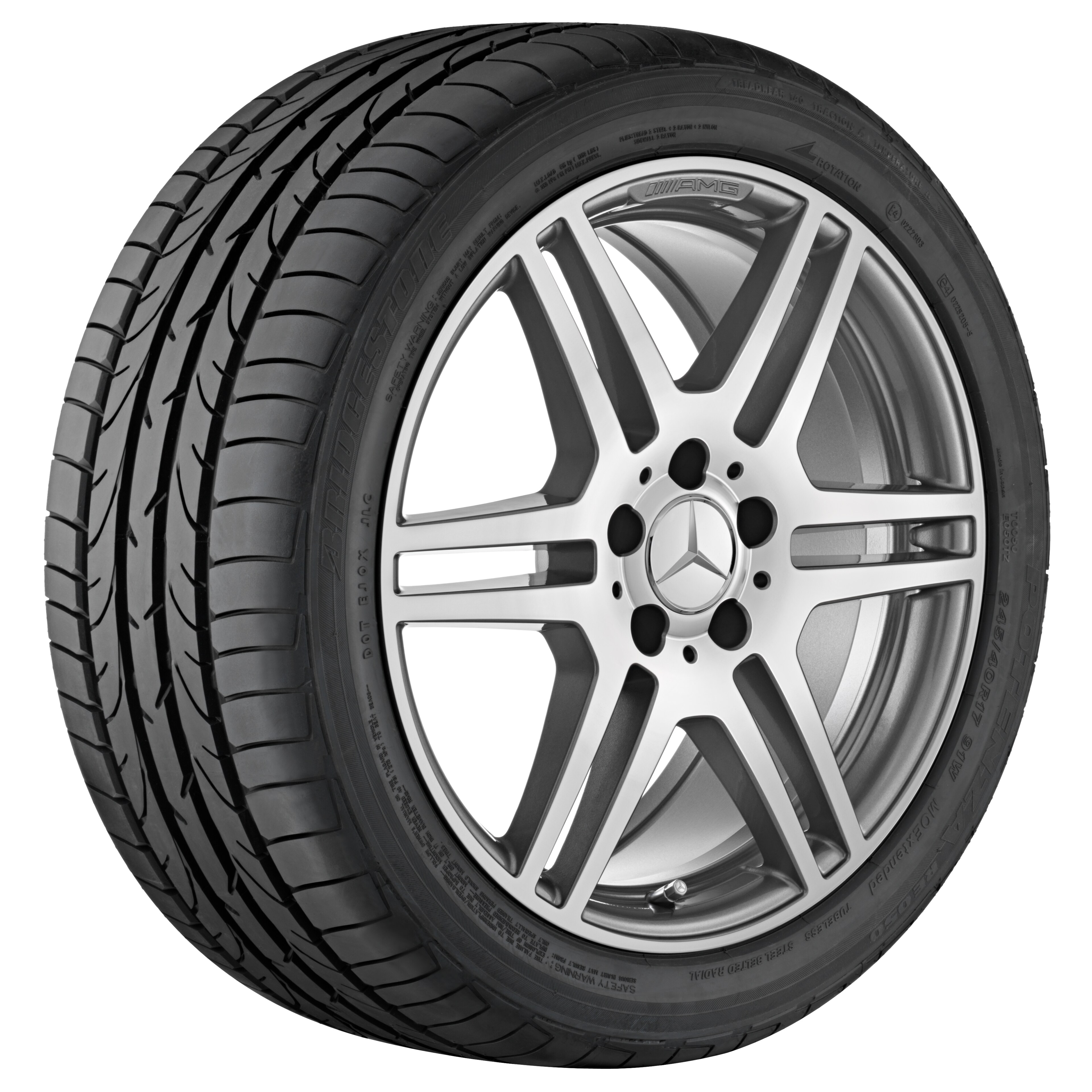 Kolo AMG s 6 dvojitými paprsky, 45,7 cm (18 palce) - 8 J x 18 ET 45, šedá titanium, soustružené do lesku
