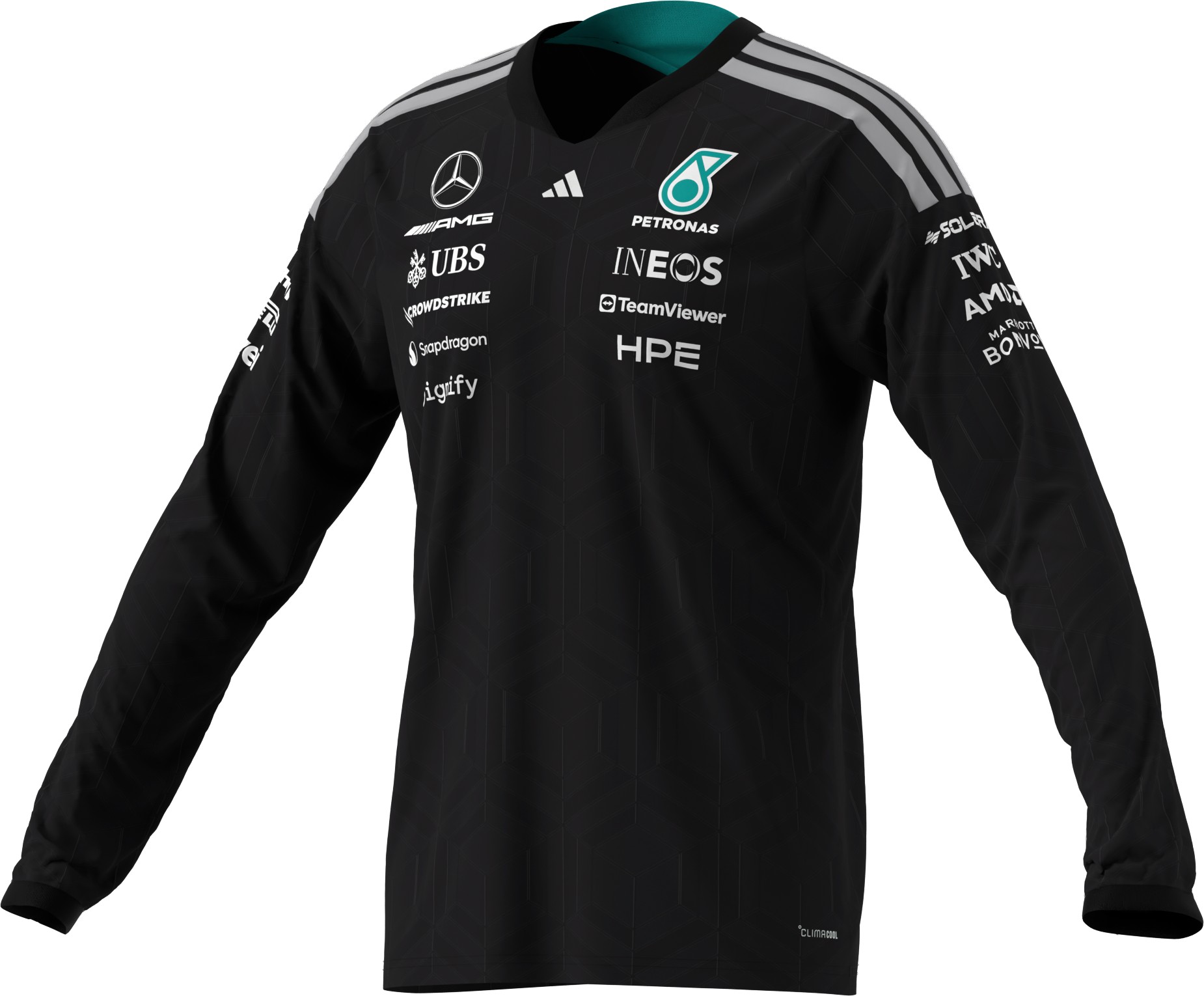 Pánské dlouhé rukávy, Řidič, Mercedes-AMG F1 - černá, XS