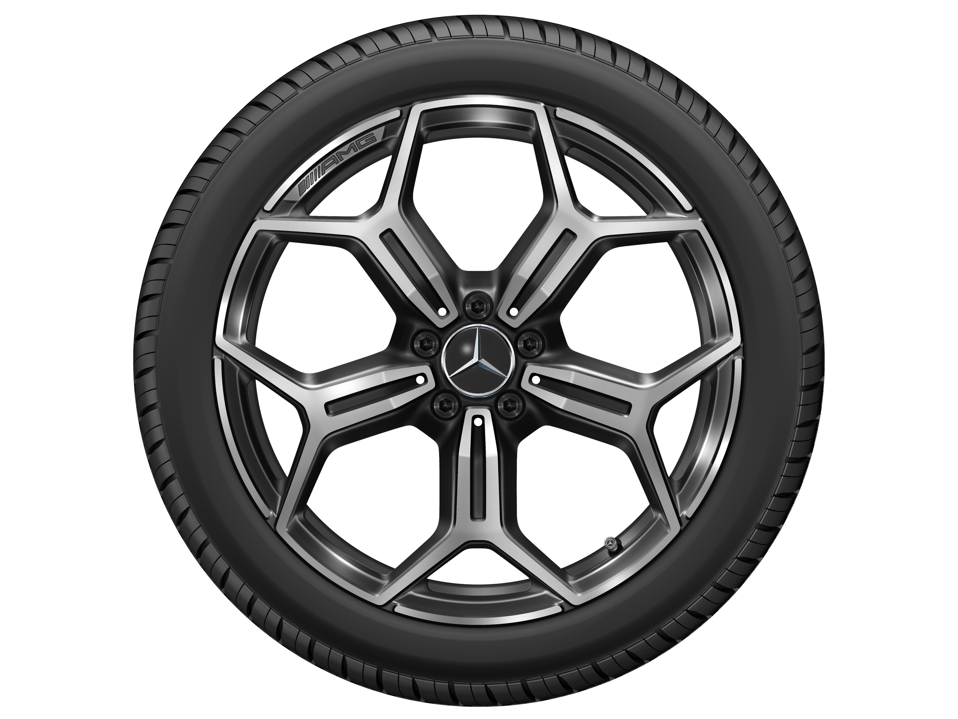 Kolo AMG z lehkých slitin, v provedení s 5 dvojitými paprsky, 50,8 cm (20 palců), soustružené do lesku, Tónovaný čirý lak - 9 J x 20 ET 60,8, černá, soustružené do lesku