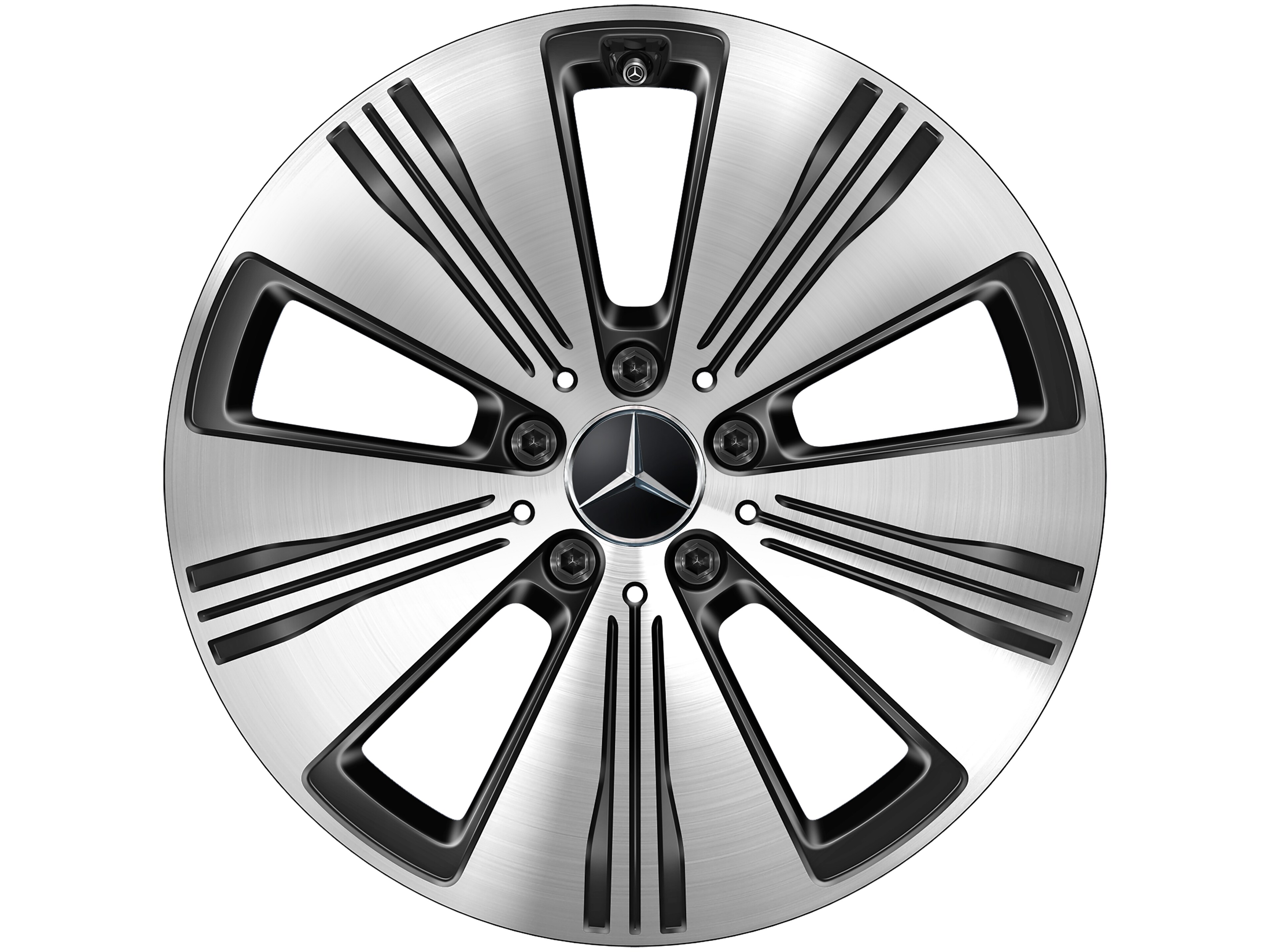 Kolo s 5 paprsky, 45,7 cm (18 palce) - 7,5 J x 18 ET 53,5, černá, soustružené do lesku